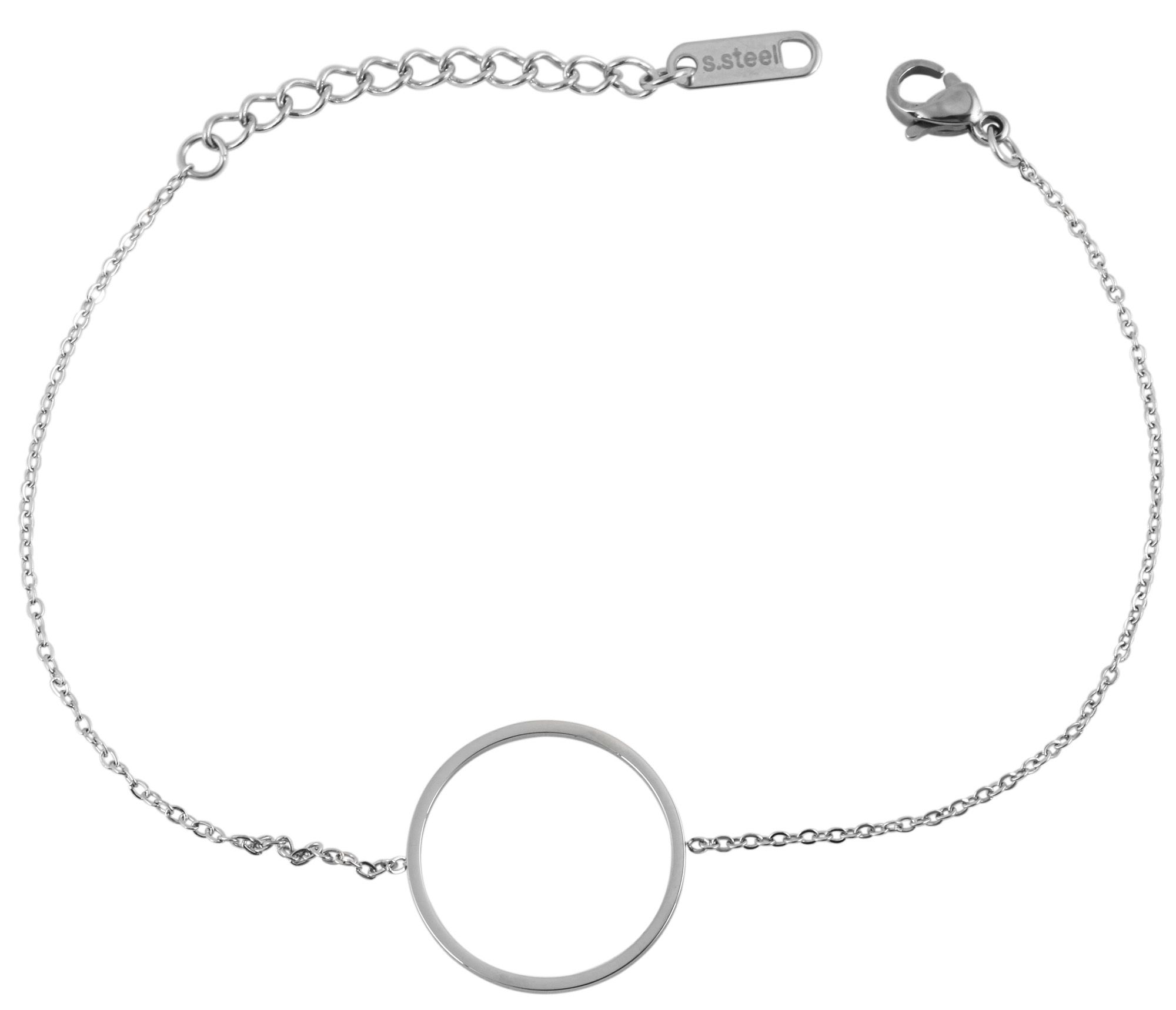 Akzent Edelstahlschmuckset aus Armband und Kette mit Anhänger, silberfarbig