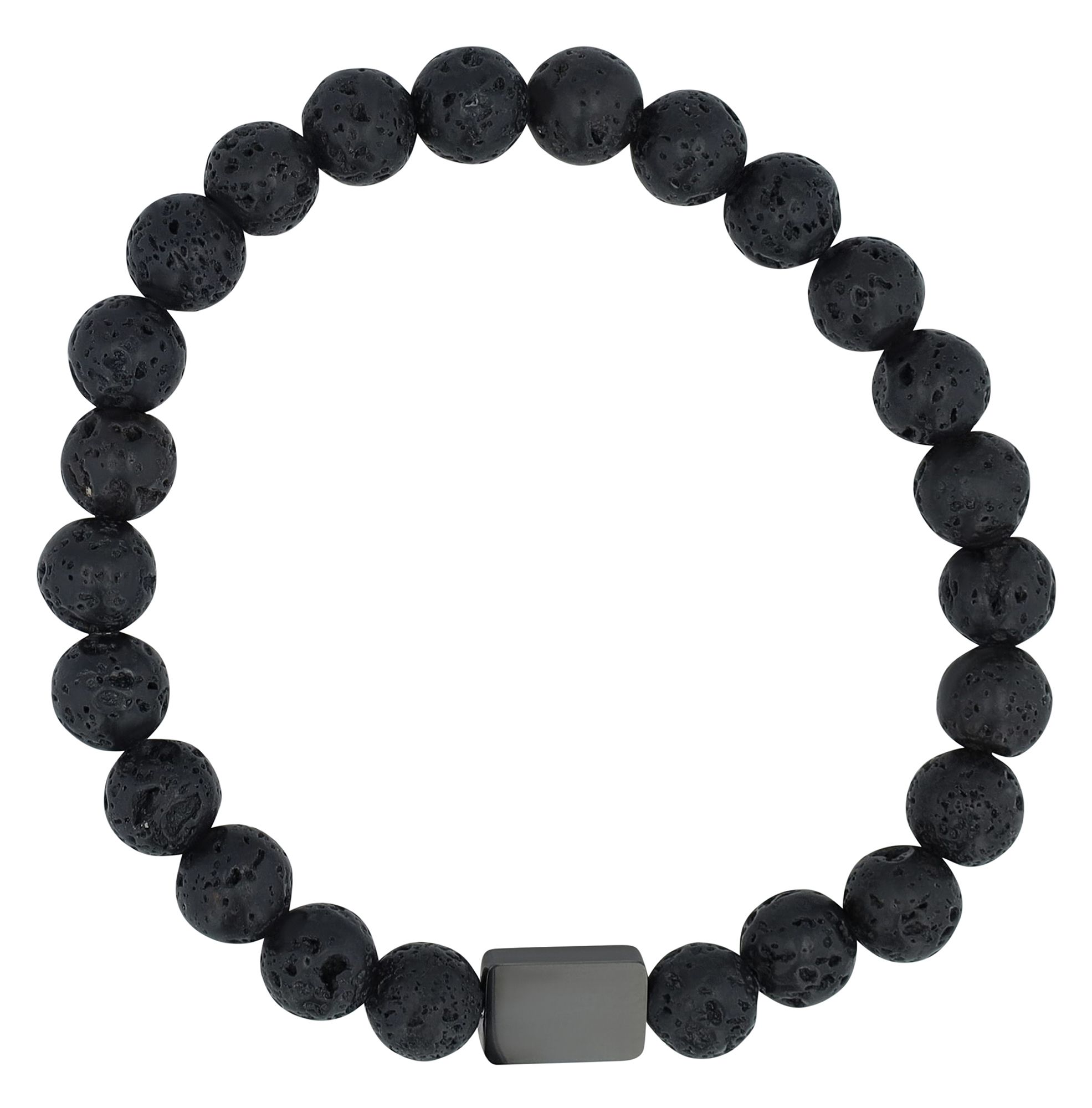 "Soren" Akzent Kugelarmband, Naturstein (lava stone), personalisierbar, schwarz
