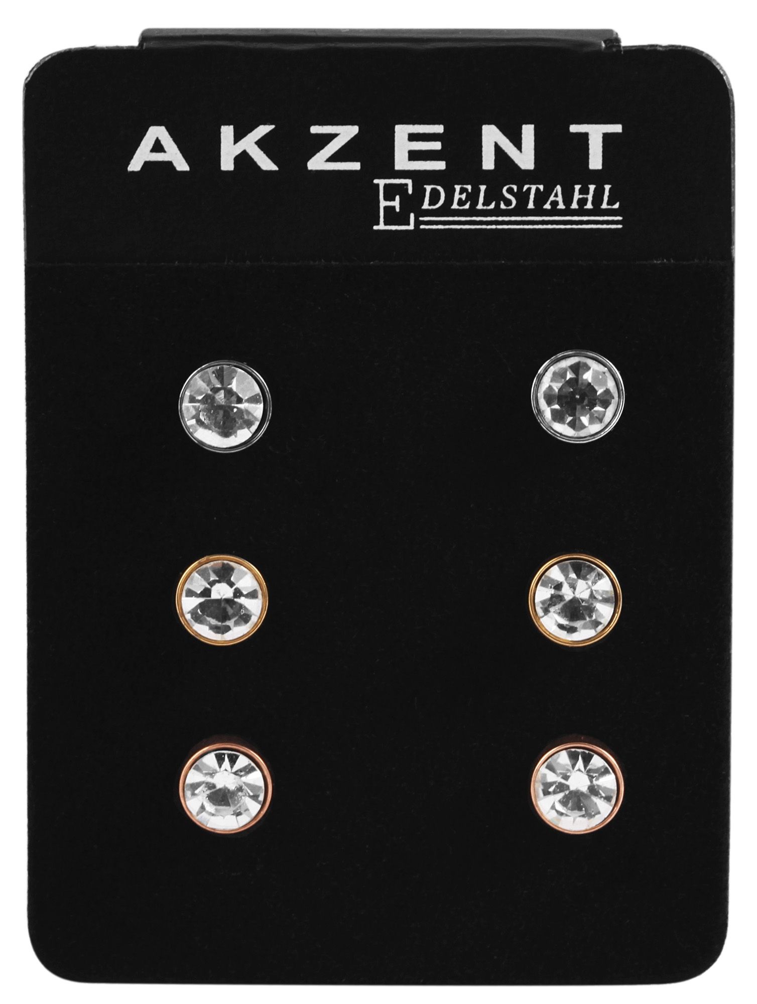 "Aceel" Edelstahl Ohrstecker mit Similistein im 3er Set