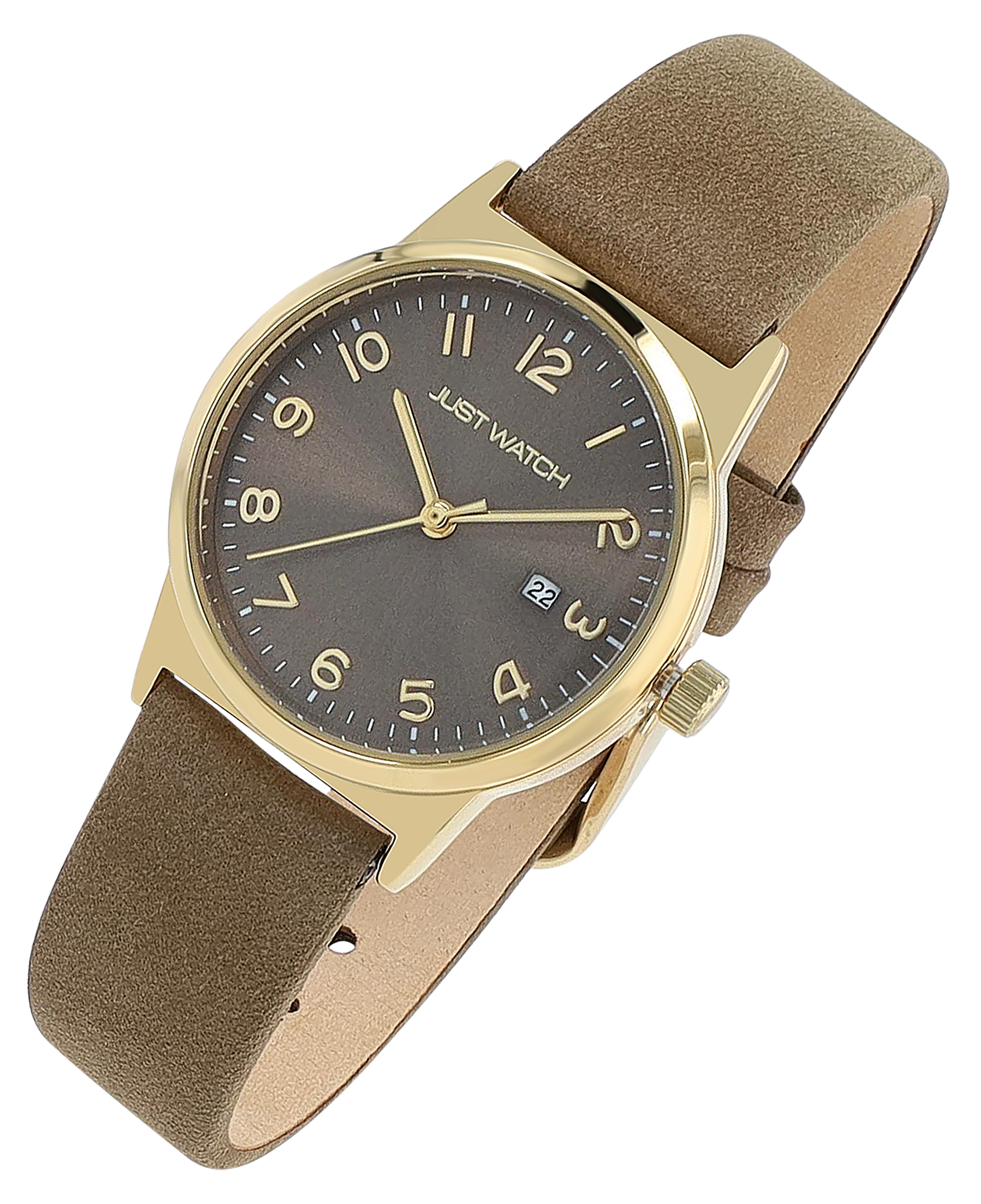 JUST WATCH Damenuhr "Naia" mit Echtlederband, Ø 30 mm, braun/ goldfarben