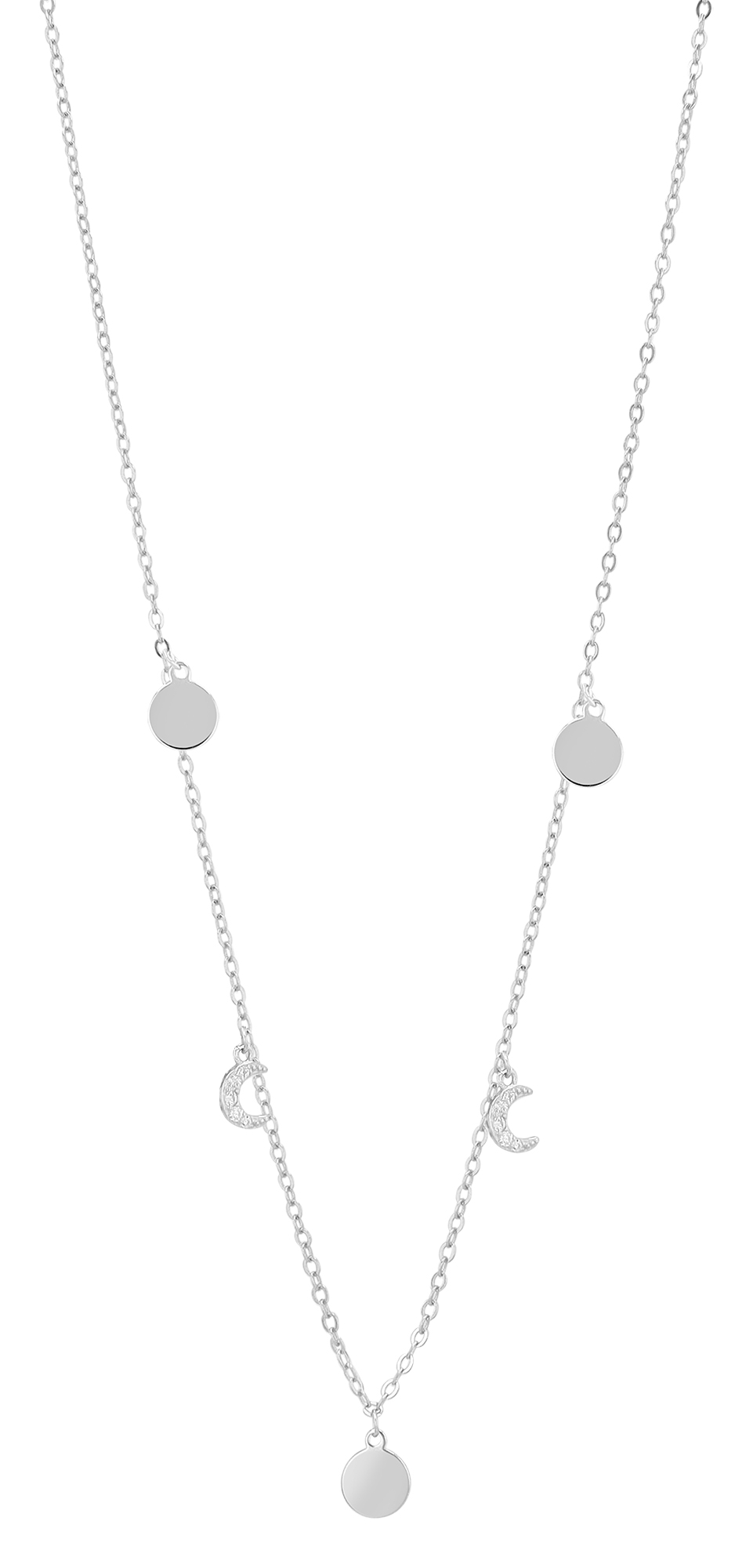 "Shine" 925/- Echt Silber, rhodiniert, Gravurplatte/Halbmond,  42 + 3 cm