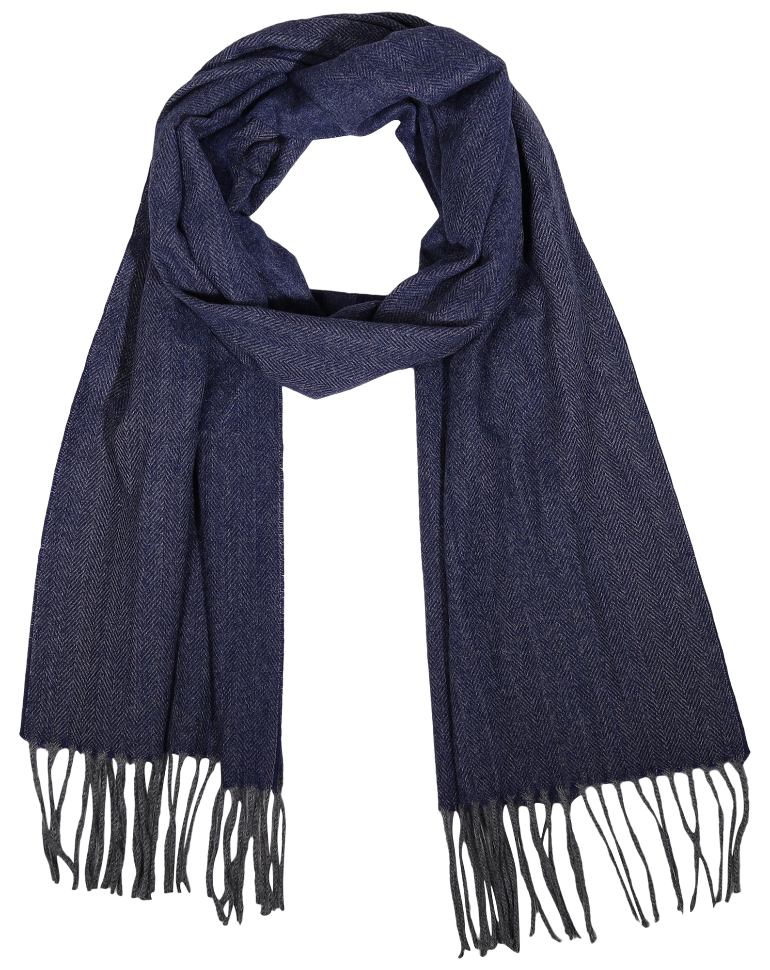 Herren Winterschal, unifarben mit Fischgrätenmuster (blau) 100% Polyester VE 4
