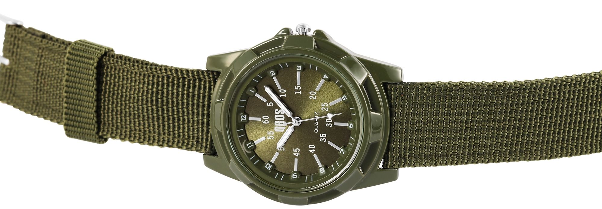 QBOS Herrenuhr mit Textilarmband, grün