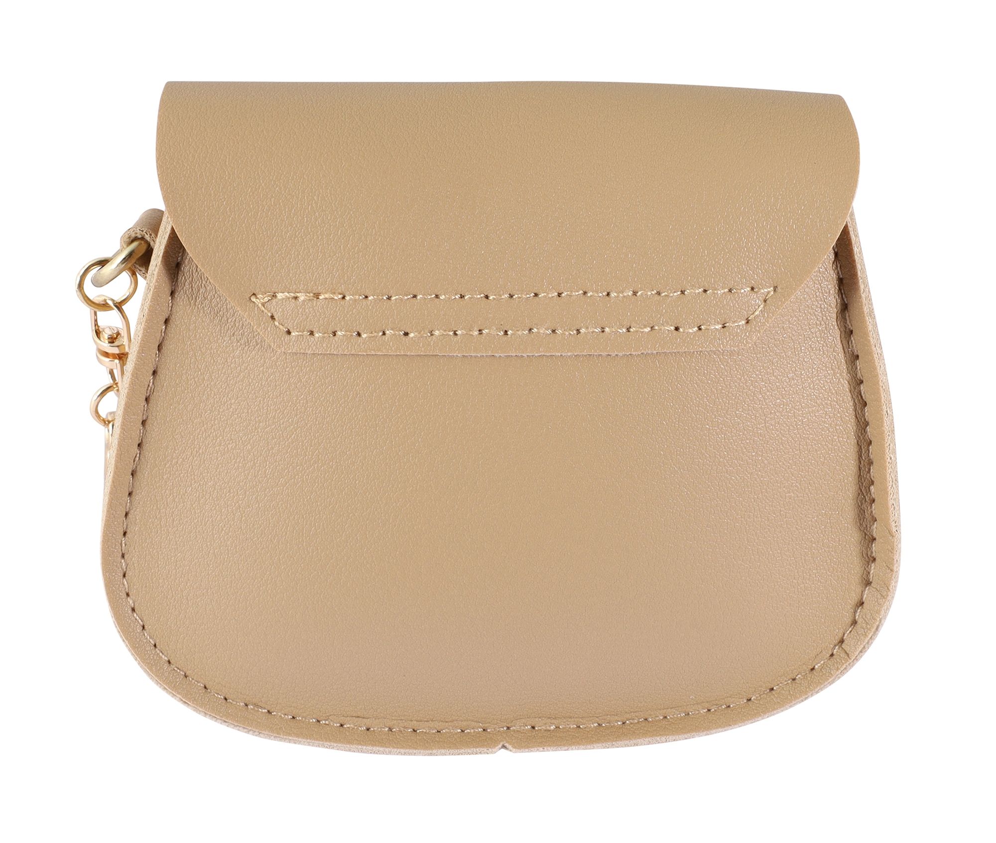 Mini-Tasche mit Karabinerhaken, Lederimitat, beige
