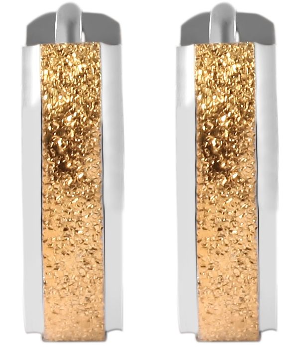 "Aloni" Edelstahl Klapp-Creolen Ø 9 mm/ 4 mm, sandgestrahlt, bicolor (silberfarben/goldfarben)