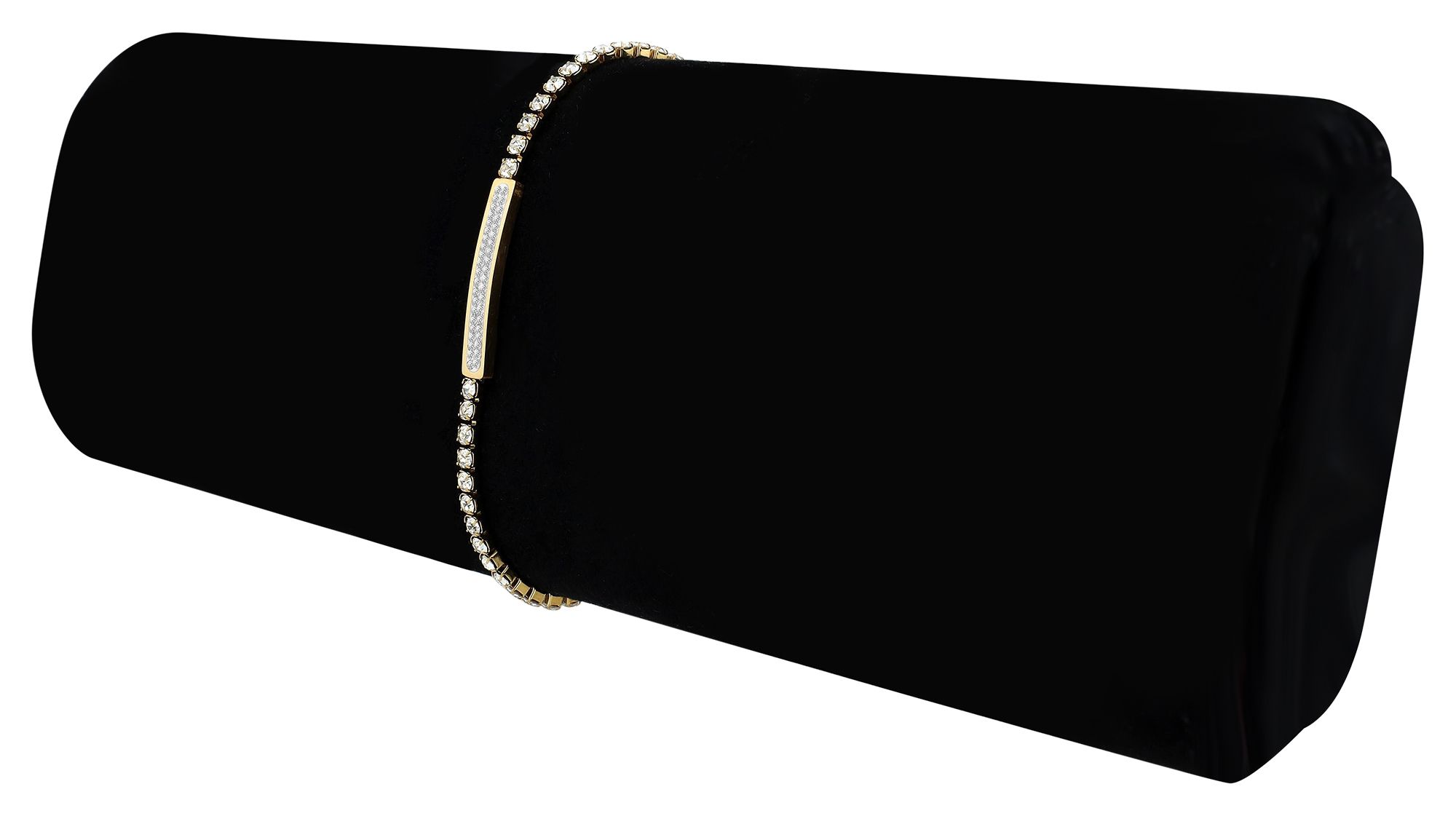 Akzent Armband aus Edelstahl, aufgereihte Similisteine, ionenplattiert