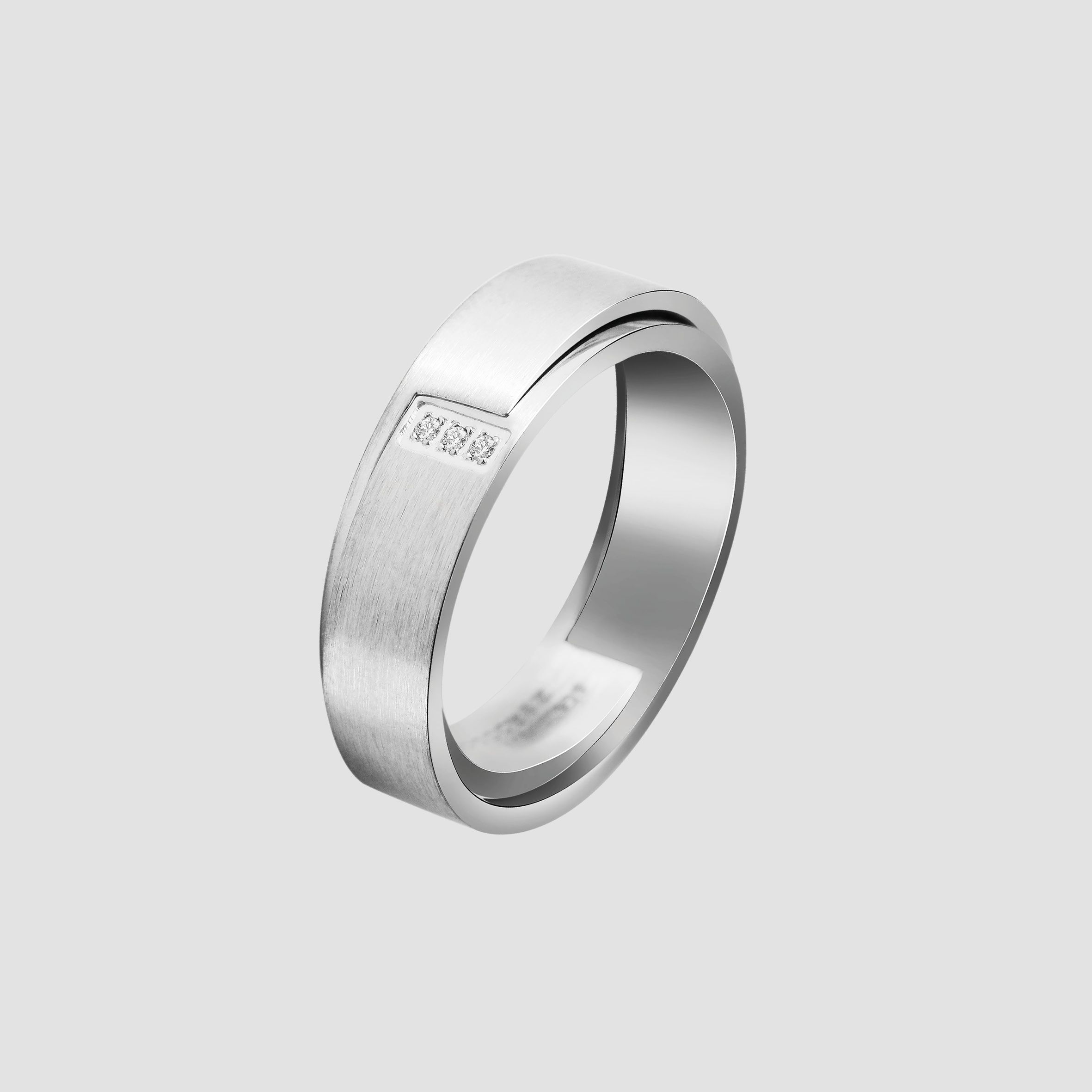 Akzent Damen-Partnerring aus Edelstahl, Similibesatz, silberfarbig, Gr. 56
