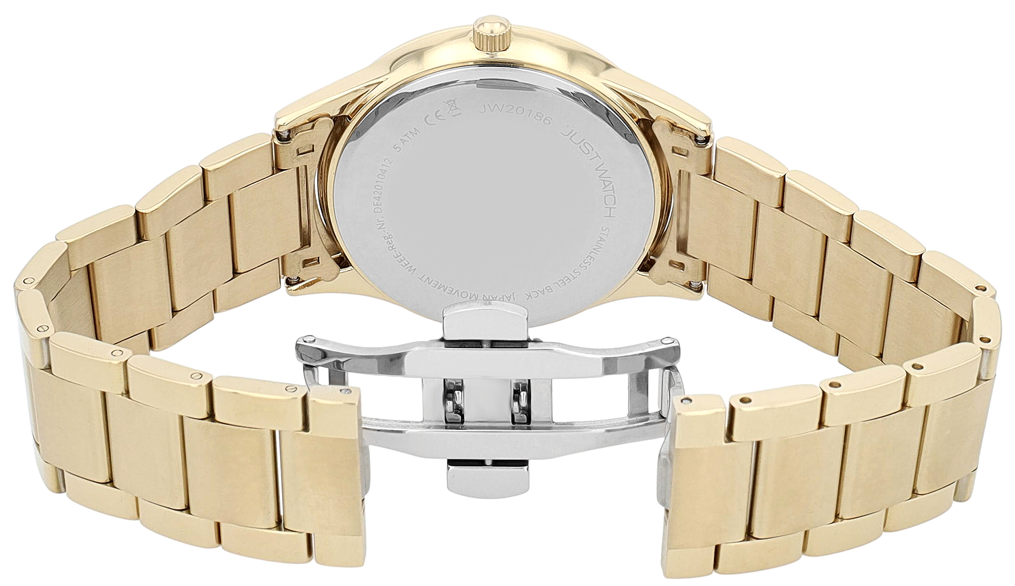 Just Watch Herrenuhr "Alvar" mit Edelstahl Gliederarmband, Datumsanzeige, Ø 43 mm, 5 ATM, schwarz/goldfarben