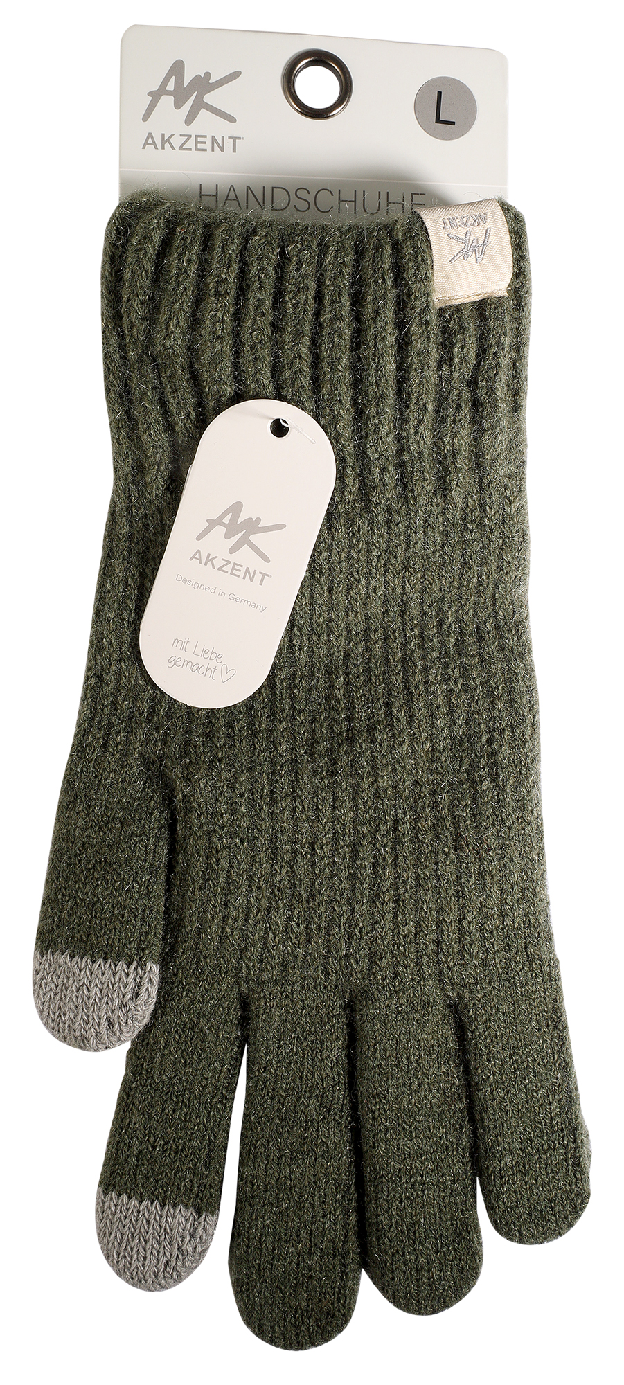 Herren-Handschuhe, Gr L, khaki, Touch-Finger, 100% Polyester, VE-4