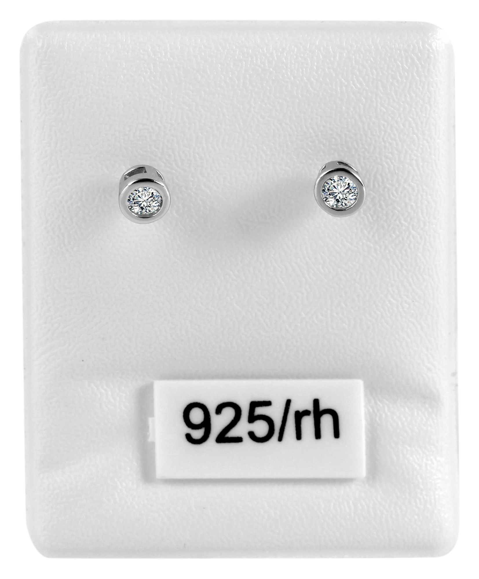 "Velia" 925/- Echt Silber Kinder-/ Ohrstecker, weißer Zirkoniastein, rhodiniert