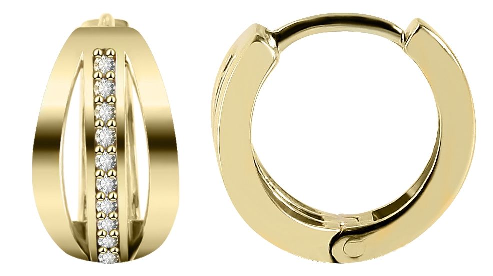 333/- Gold "Madeline"  Klapp-Creolen mit Zirkoniabesatz