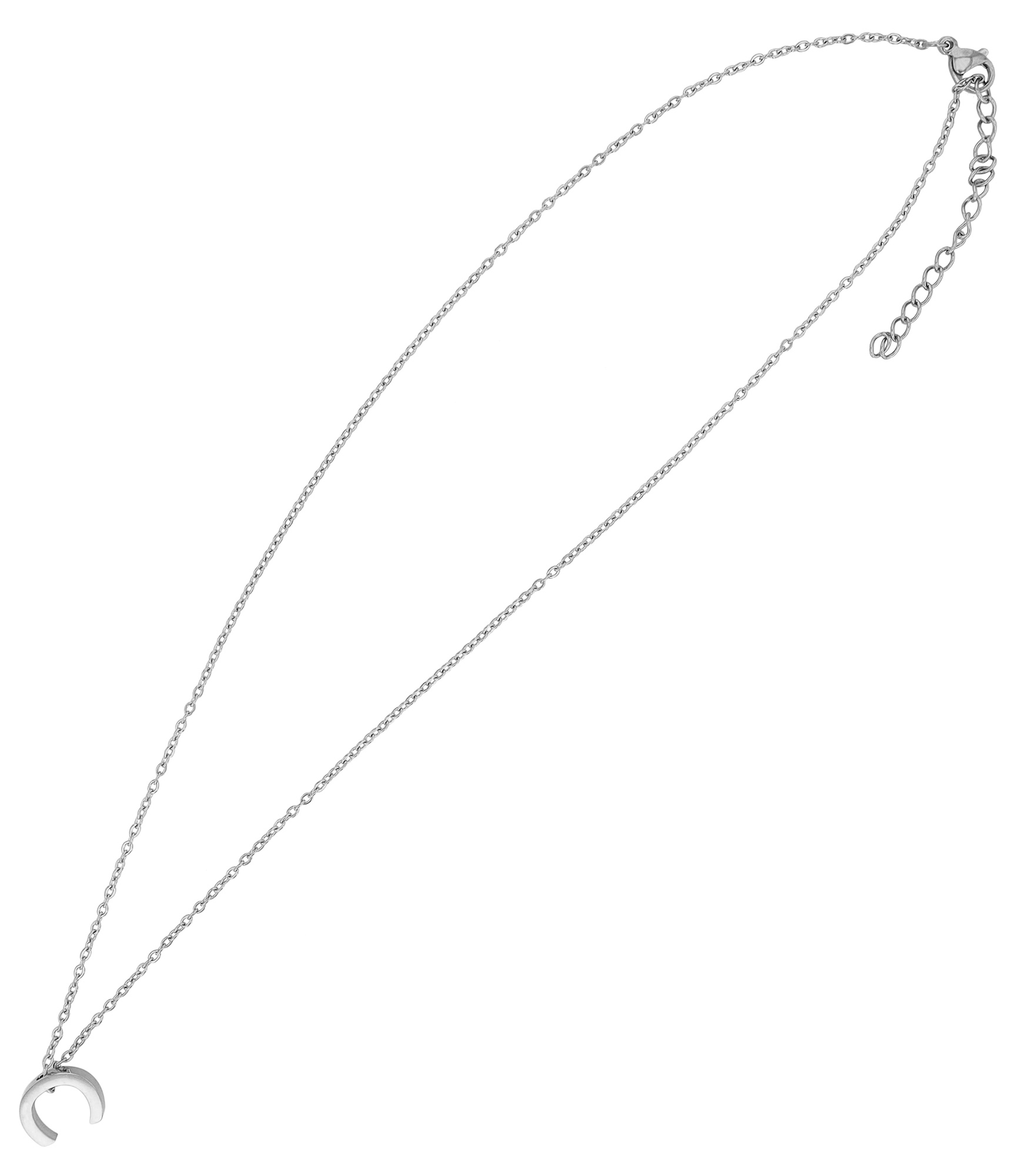 "Courrier" Edelstahlkette mit Initialen "C", silberfarben, 45 + 5 cm