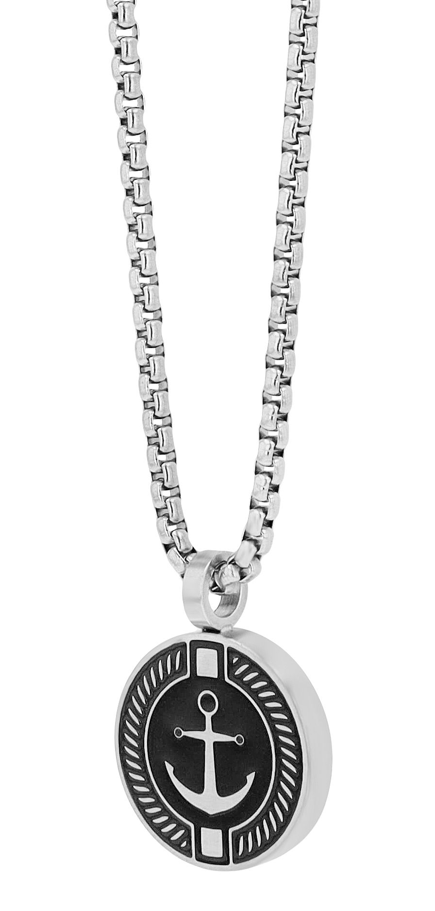 "Damir", Unisex Edelstahlkette, Anker, 60 cm, silberfarben/schwarz