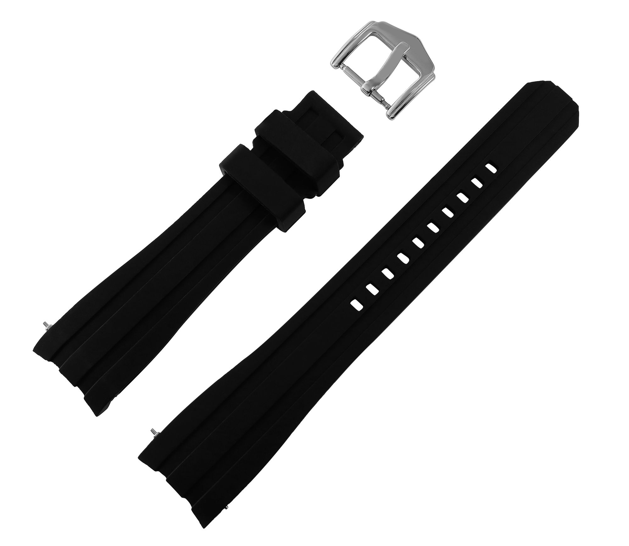 Schnellwechselarmband für Uhren, Silikon, Dornschließe, schwarz/grau, 20 mm