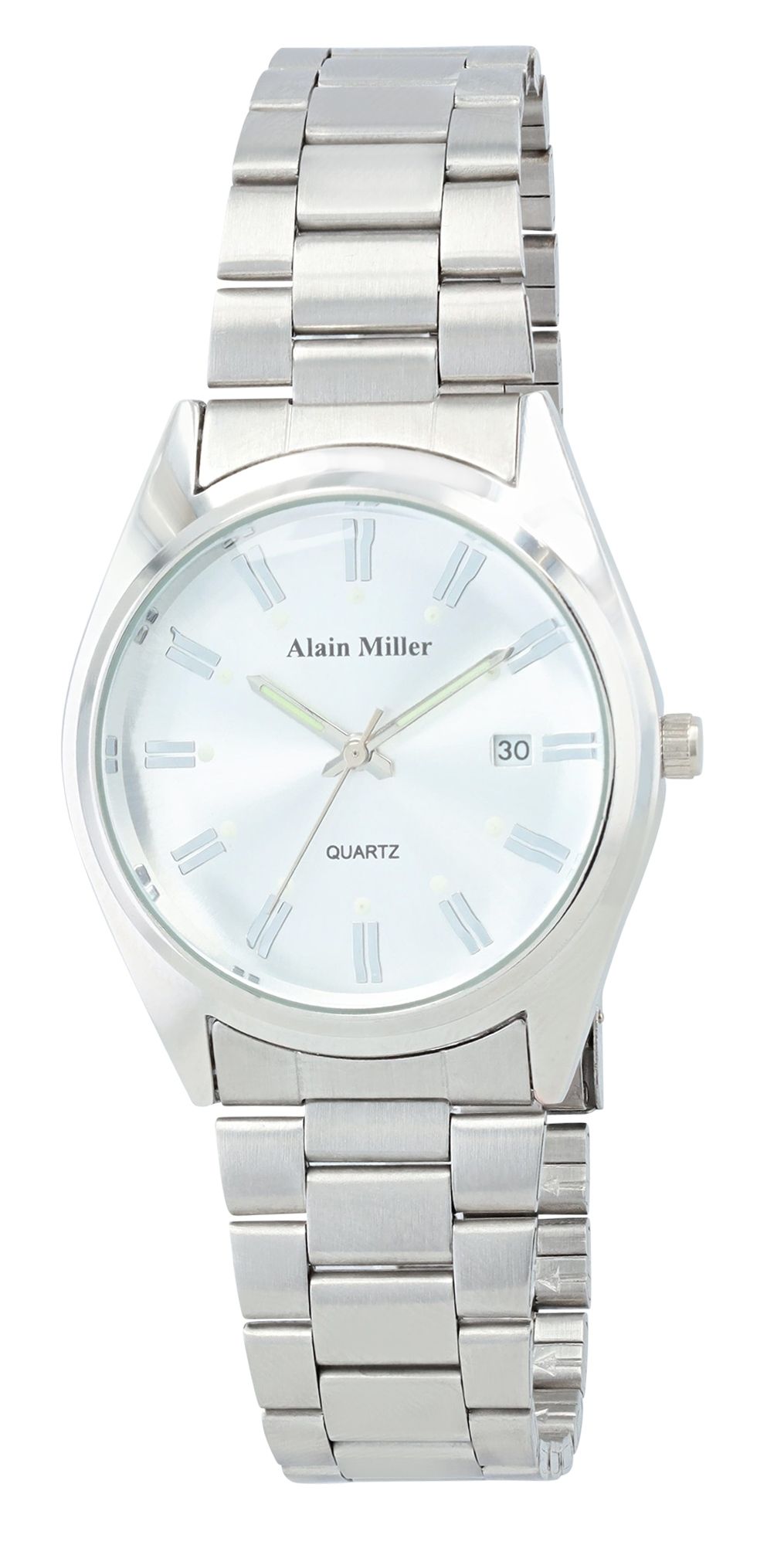 Alain Miller Unisexuhr mit Metallband, Ø 36,5 mm, silberfarben/ silberfarben