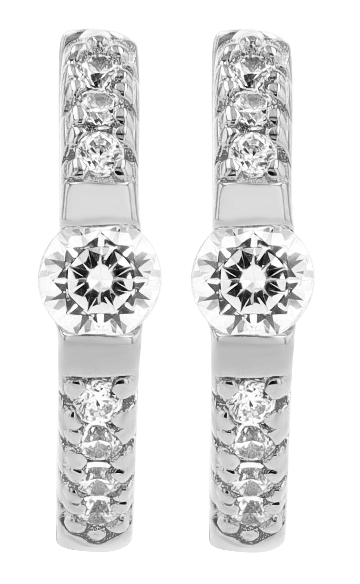 Sif Jakobs Jewellery 925/- Echt Silber Creolen "Ellera Uno Medio" Ø 10 mm, Zirkonia, rhod.