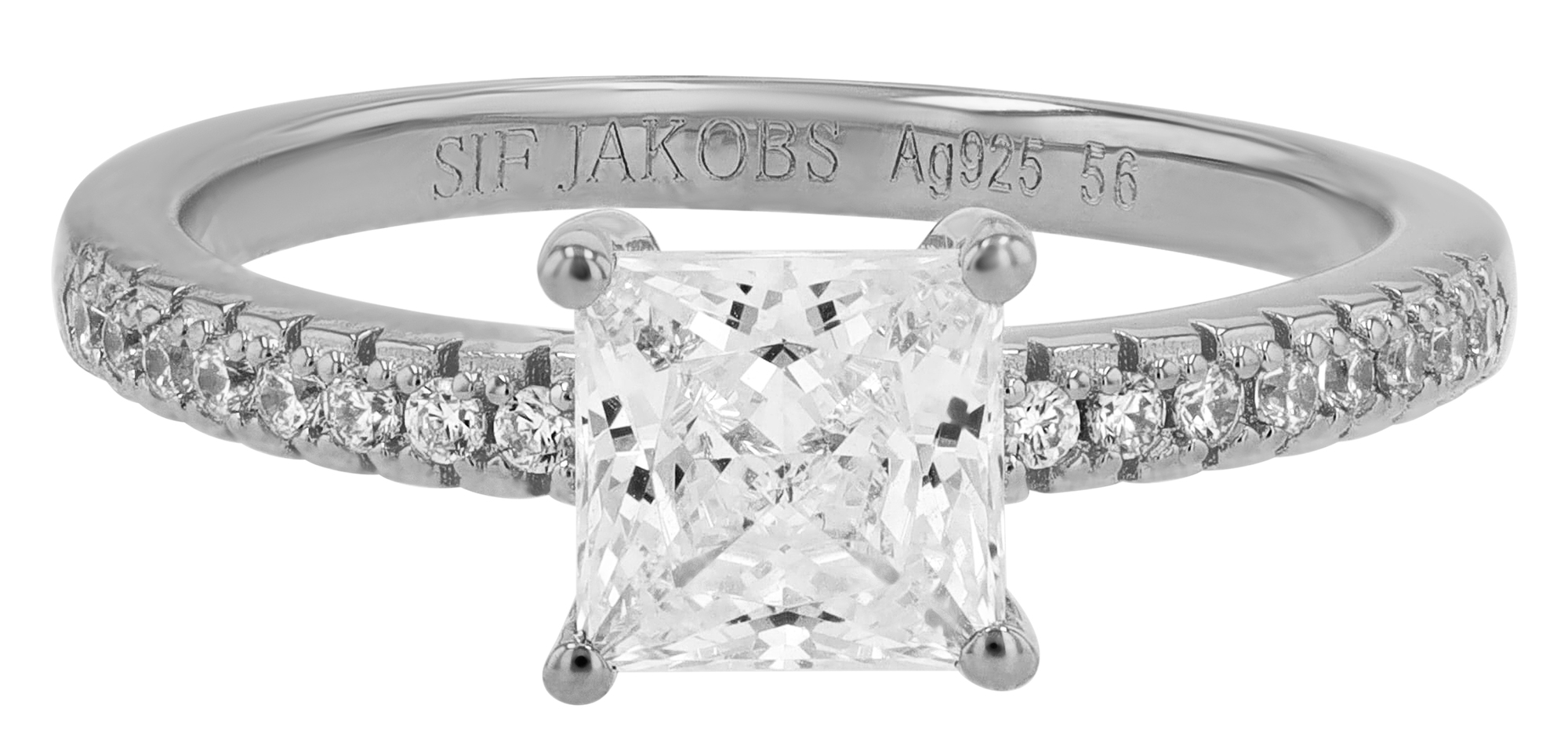 Sif Jakobs Jewellery 925/- Echt Silber Ring "Ellera Quadratto", Gr 56, Zirkonia (weiß), rhodiniert
