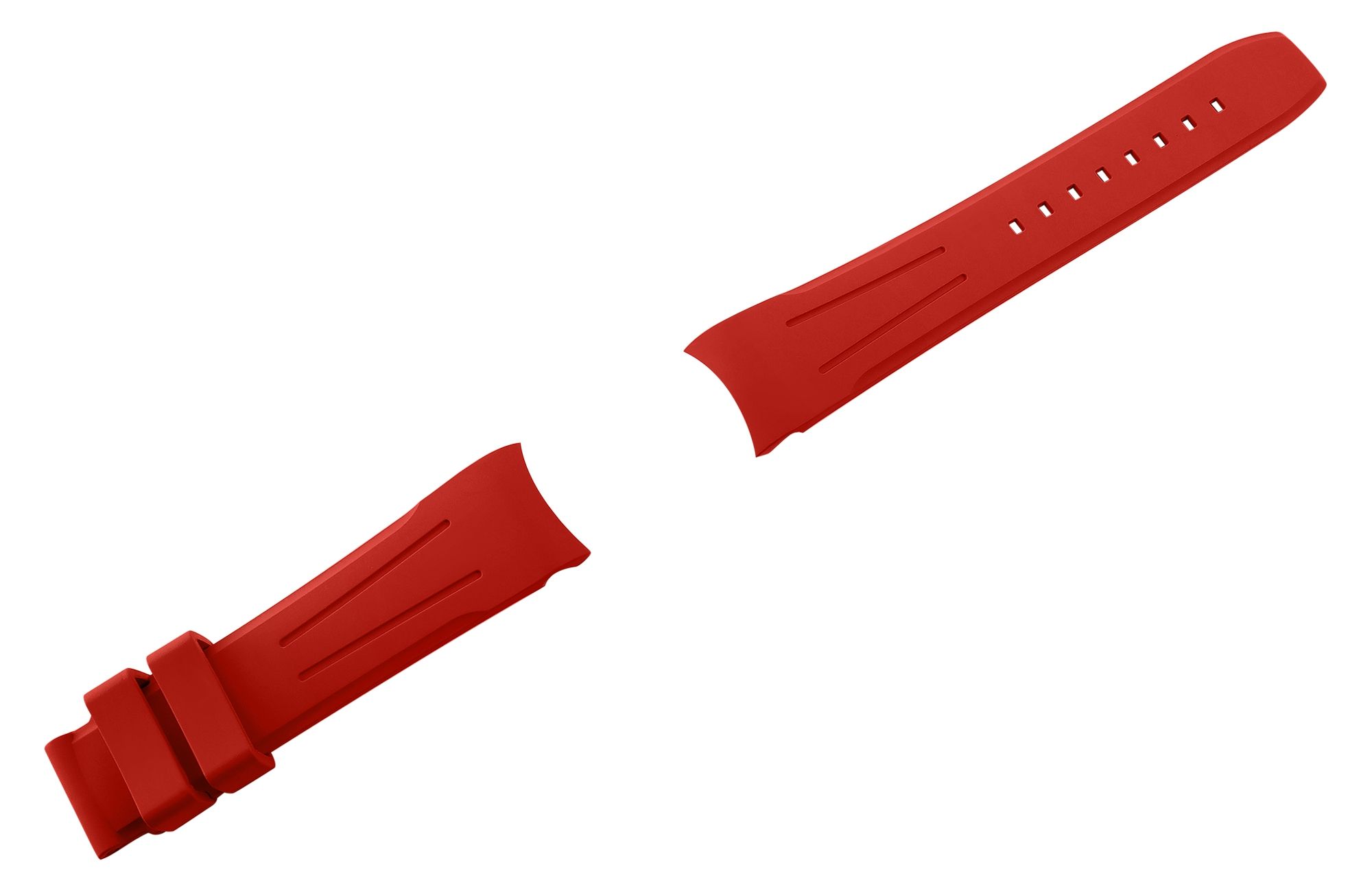 FKM Kautschuk-Uhrenarmband, Dornschließe, 20 mm, rot, (FKM= Fluorelastomer-Kautschuk)