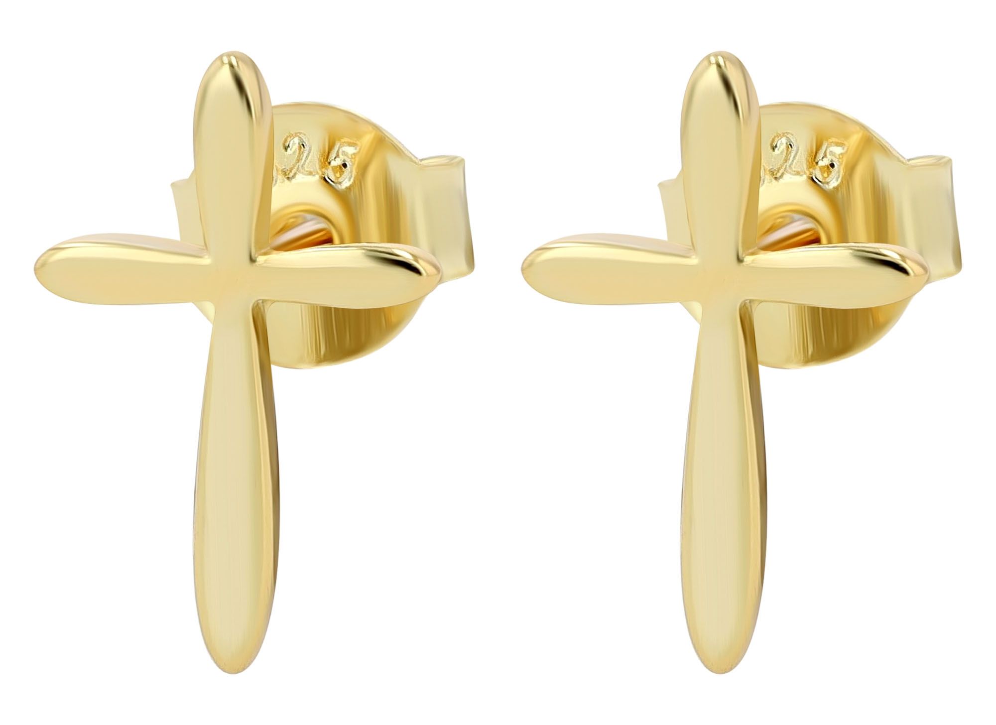 "Heba" - Kreuz, Ohrstecker aus 925er Echt Silber, Gold