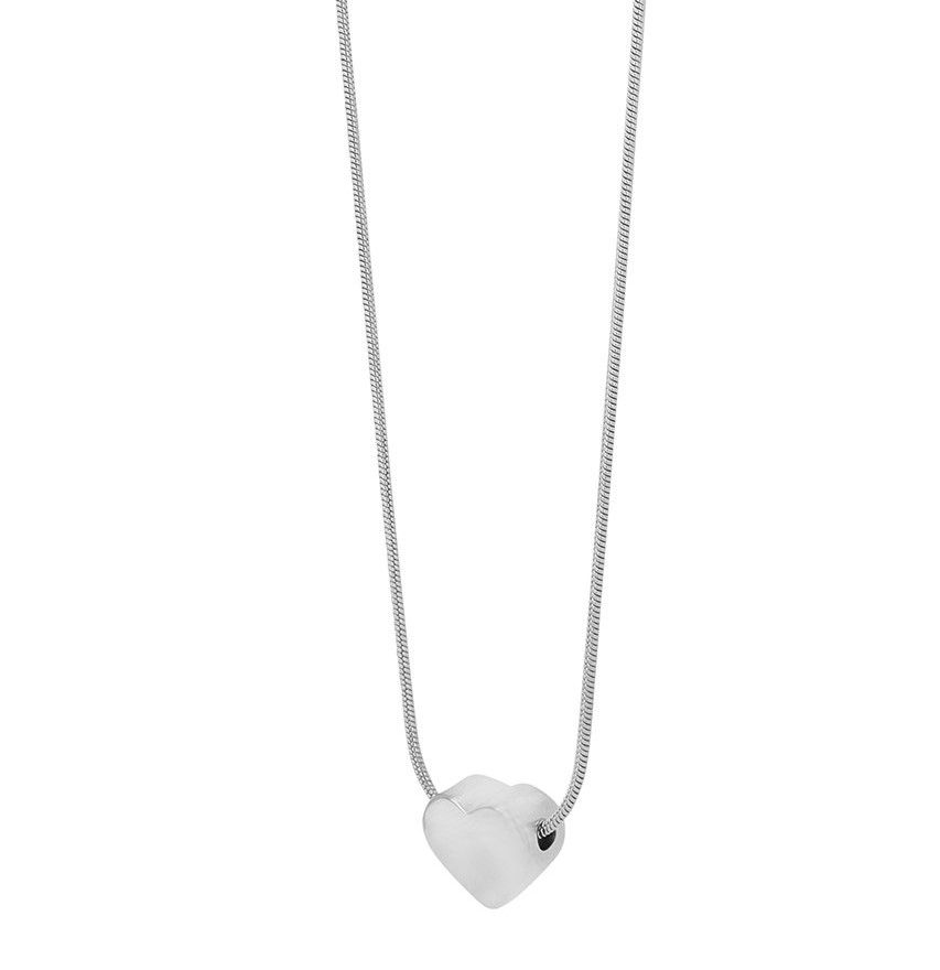 Akzent Herzkette "Moira", Edelstahl, 43+5 cm, silberfarben