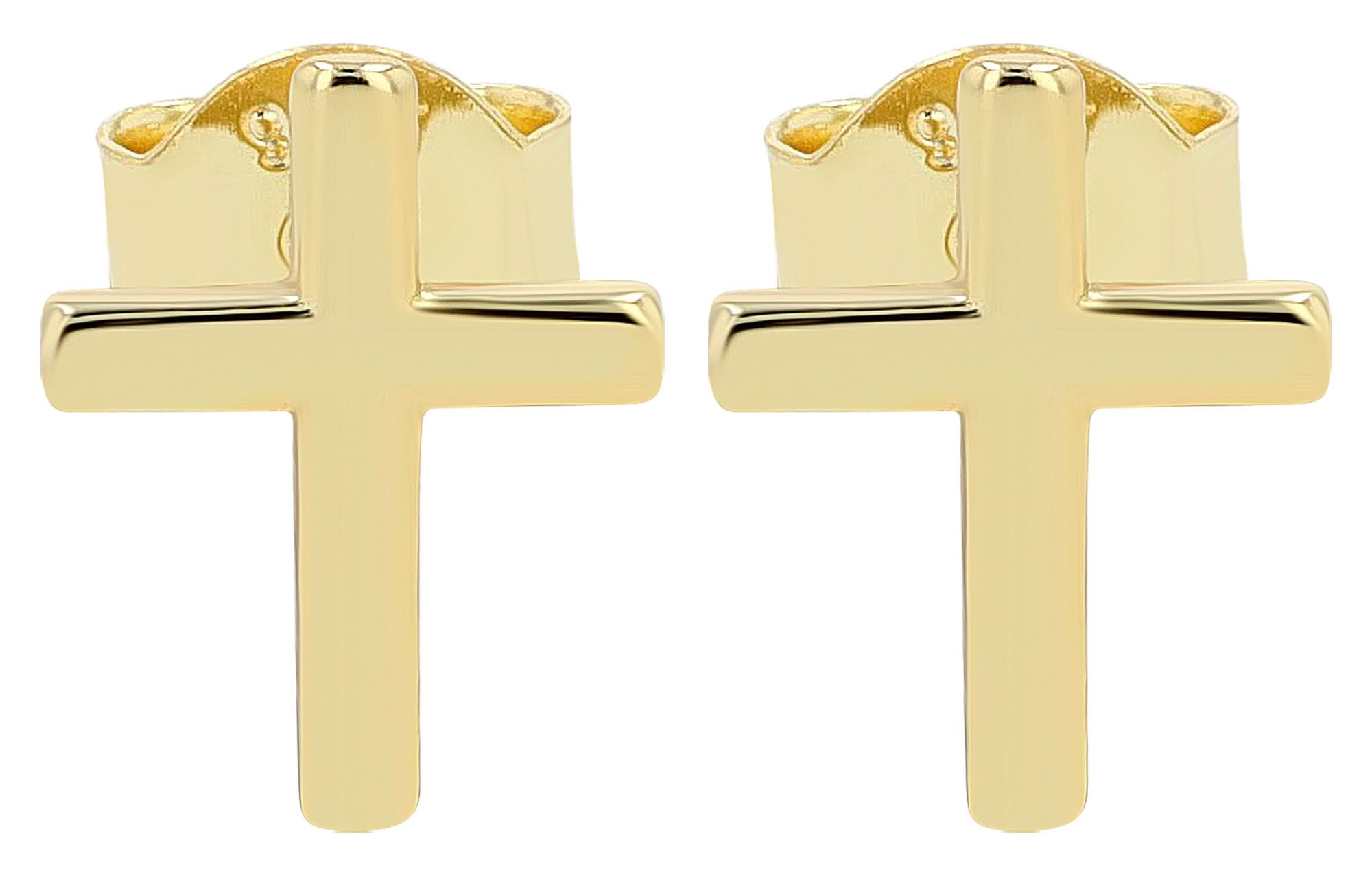 "Hiba" - Kreuz Ohrstecker aus 925er Echt Silber, goldfarben