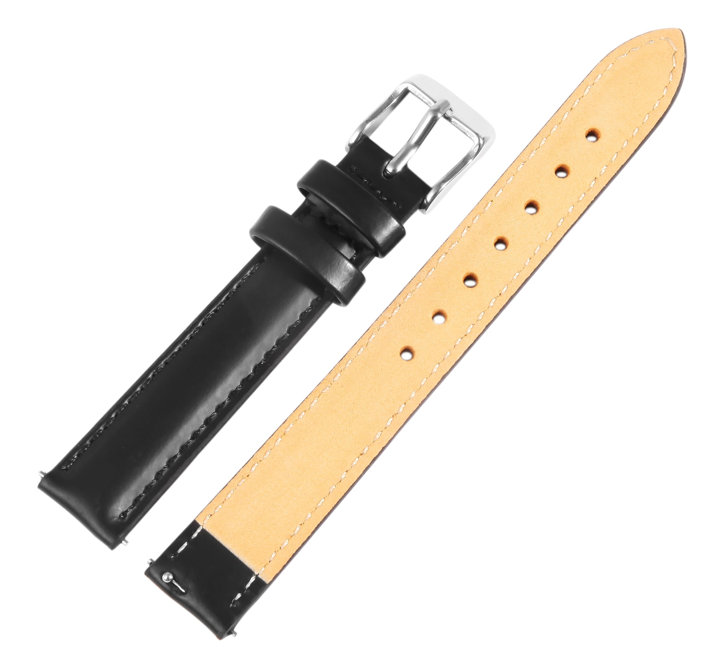 Echtleder Uhrenarmband (Quick-Release), schwarz, 16 mm