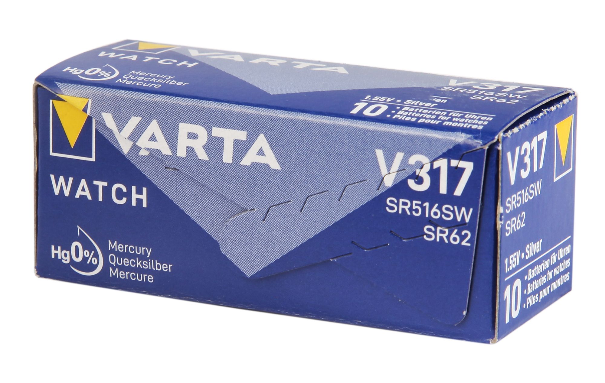 Varta Batterie V317/566 (SR516SW) Silberoxid Knopfzellen 1,55 V - Verpackungseinheit 10 Stück