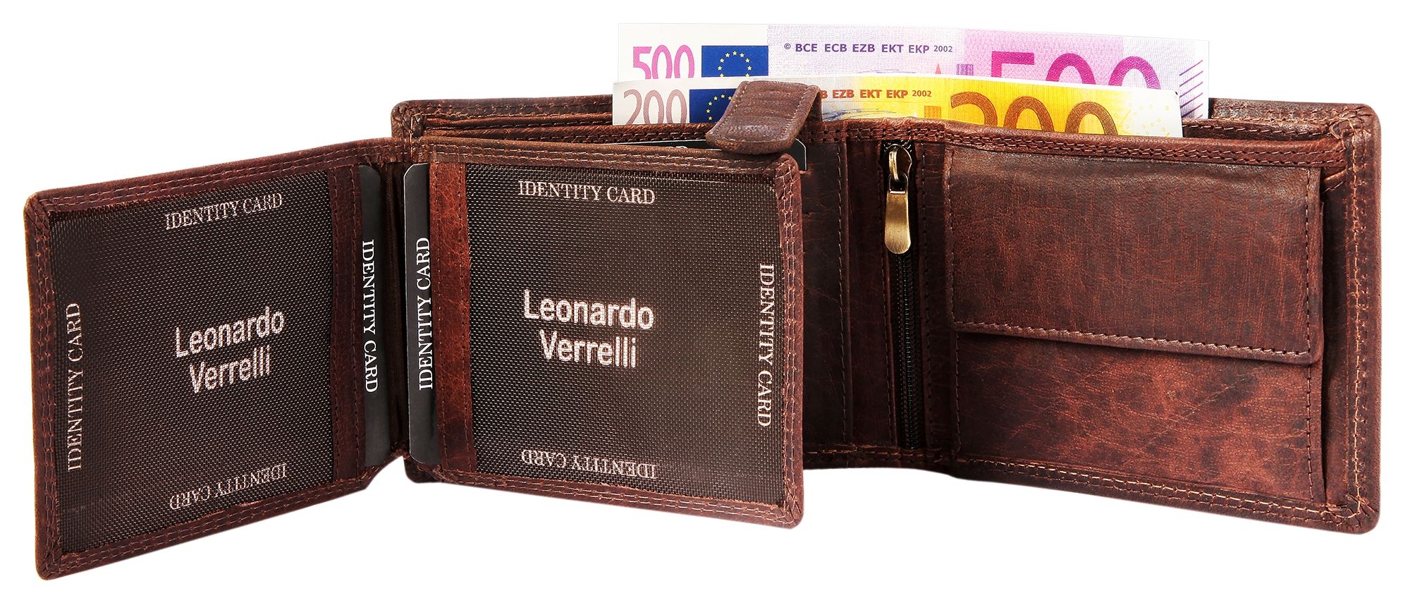 Leonardo Verrelli Herrengeldbörse aus Echt Leder in braun