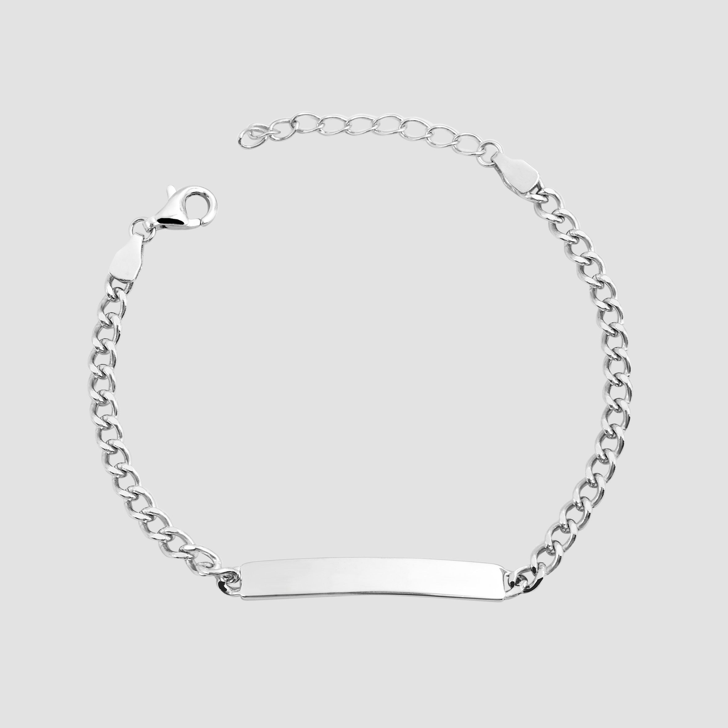 925/- Echt Silber Armband "Nidal" mit gravurfähiger Identplatte, 925/ rhodiniert, 17+3 cm