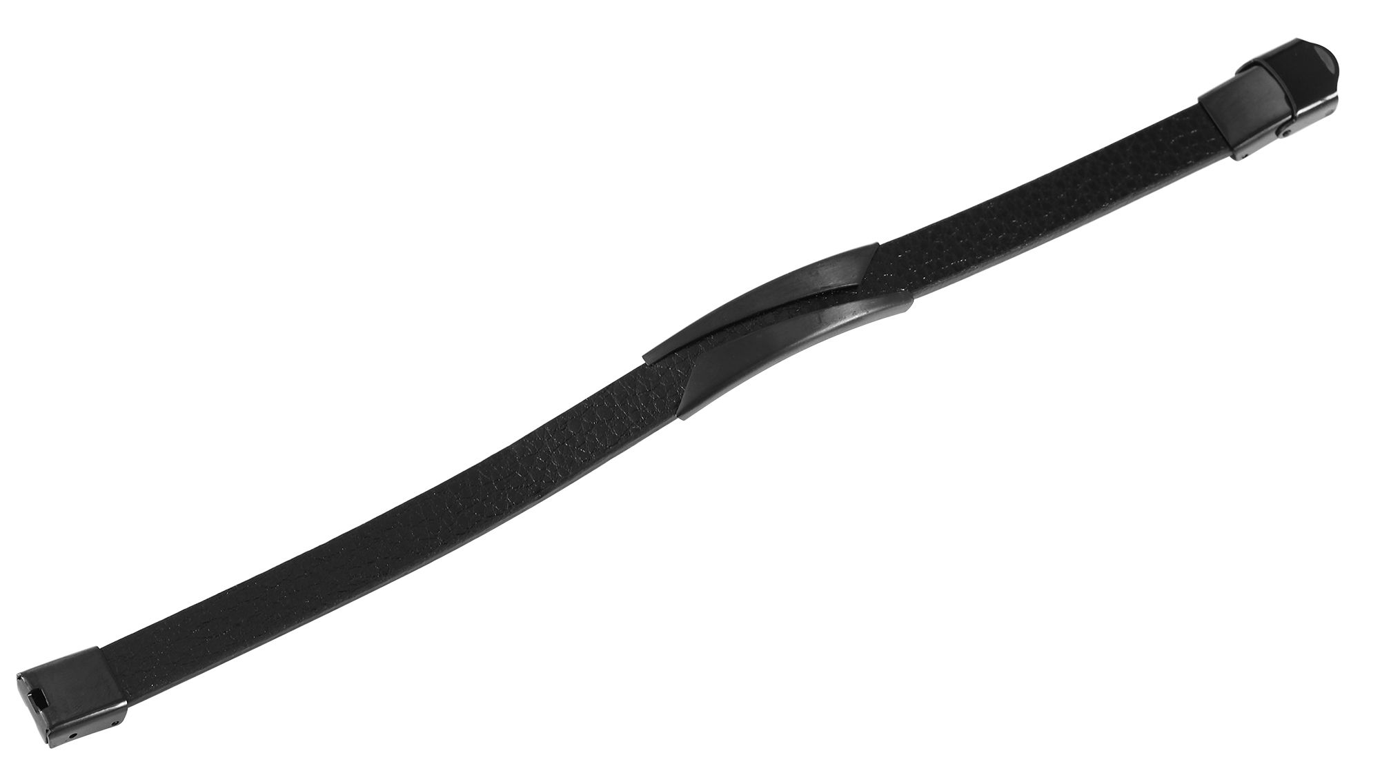 "Ledi", Akzent Echtlederarmband mit Edelstahlelement, schwarz/schwarz