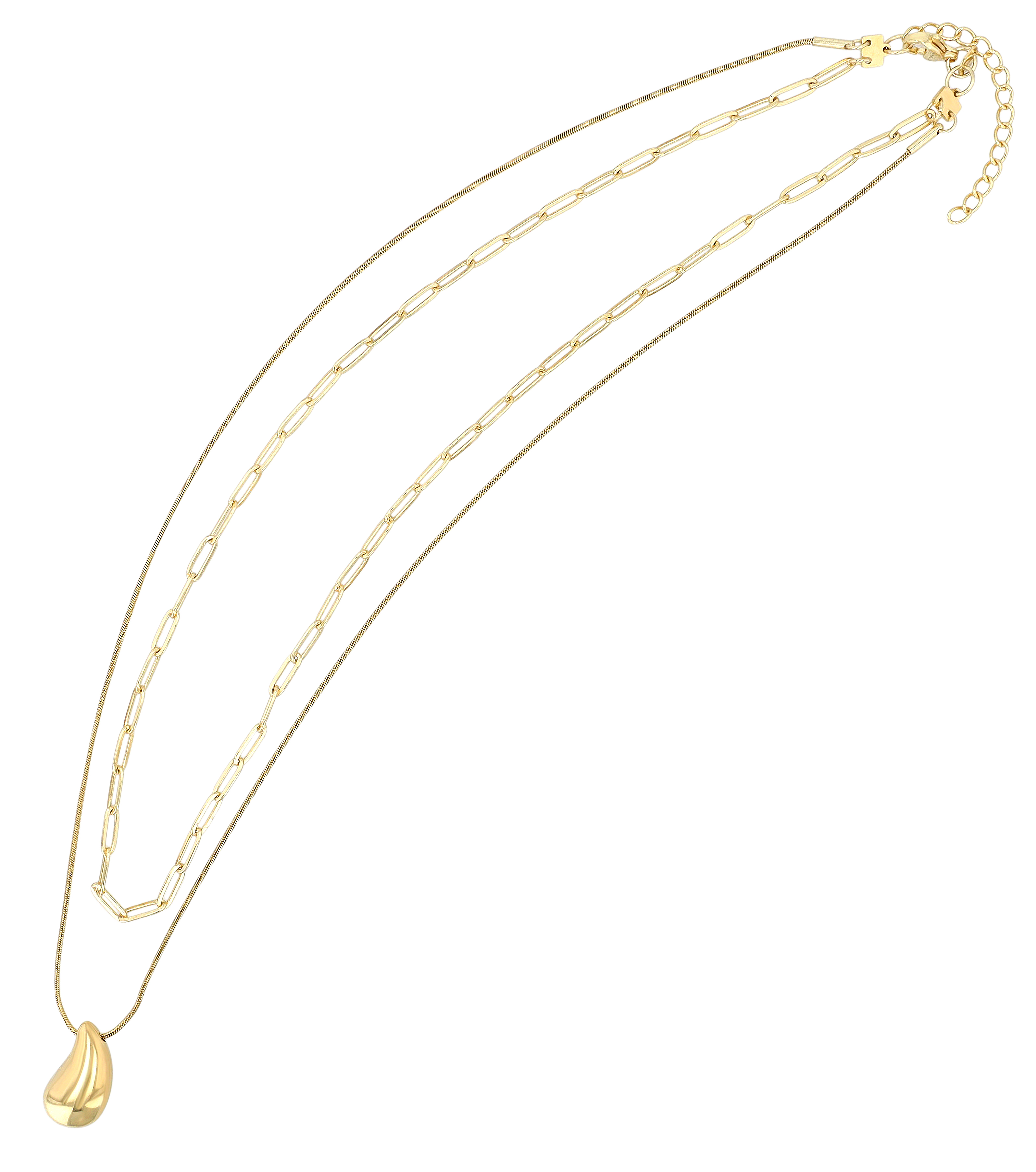 "Arany" 2-Layering Kette (45/ 50 +5cm) mit Tropfen Anhänger, goldfarben