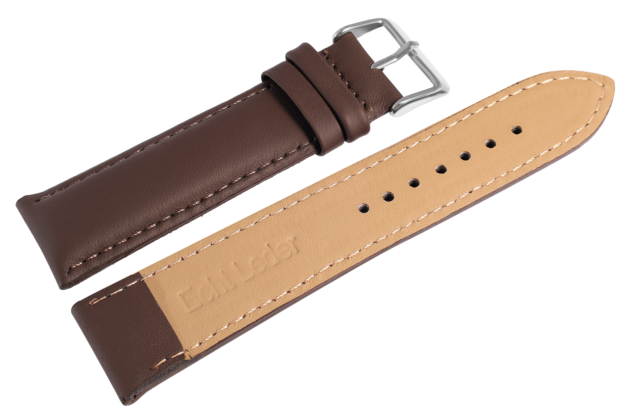 Echtleder Uhrenarmband, dunkelbraun, gepolstert, VE-6