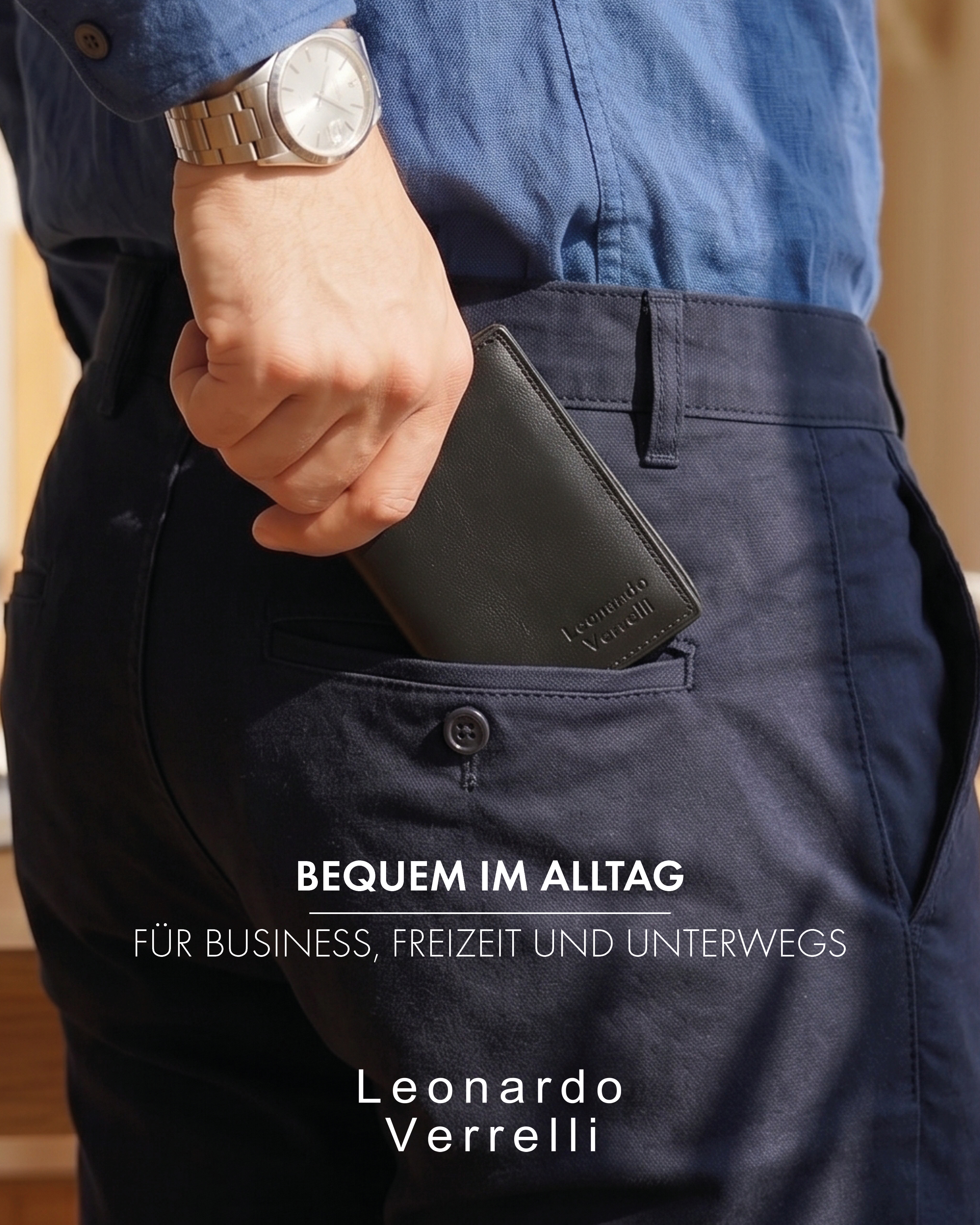Leonardo Verrelli Echtleder (Nappa) Geldbörse, RFID, Hochformat, schwarz