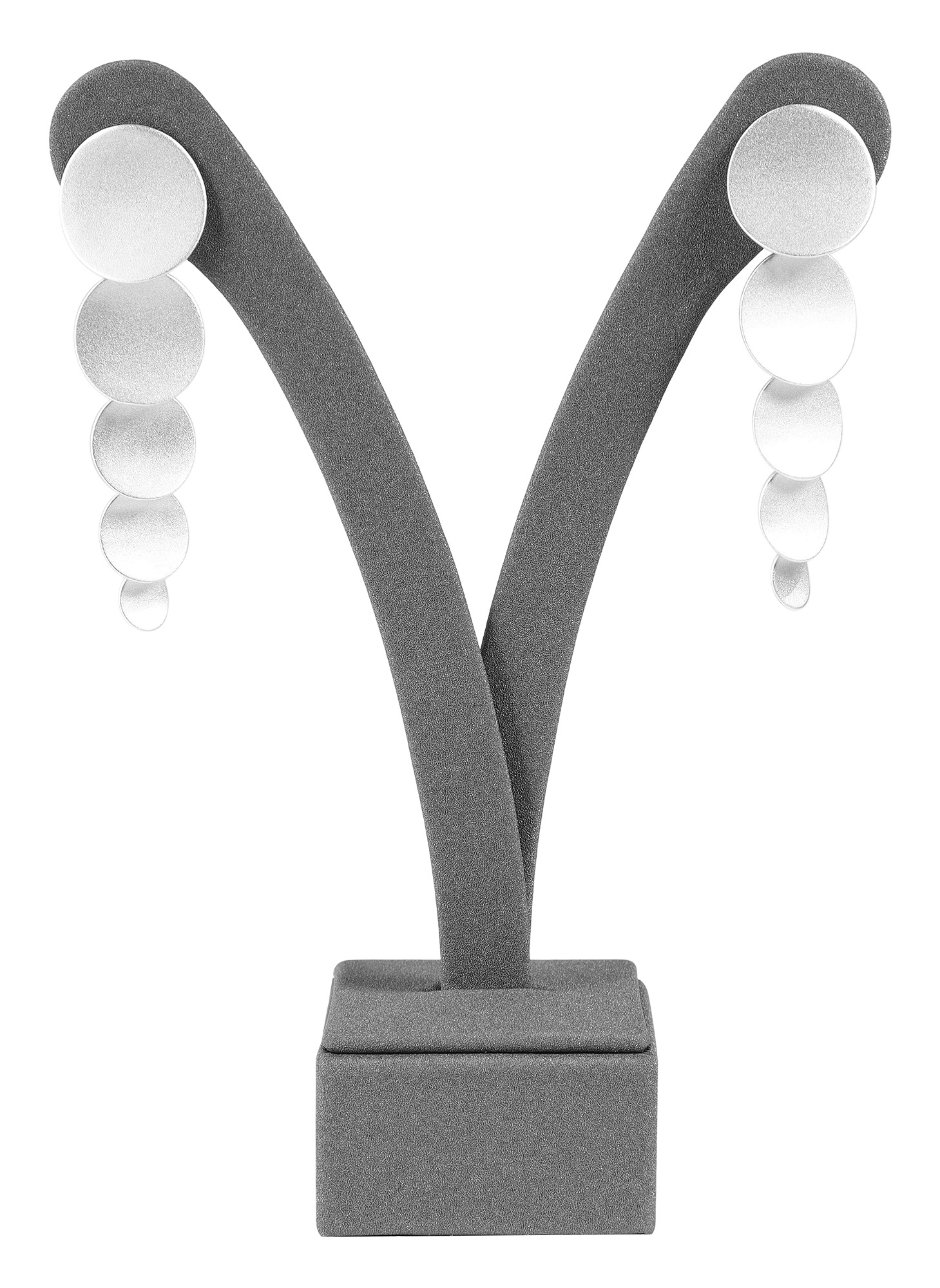 Aufsteller für Ohrringe (Dekoserie Soft), PU-bezogen, grau