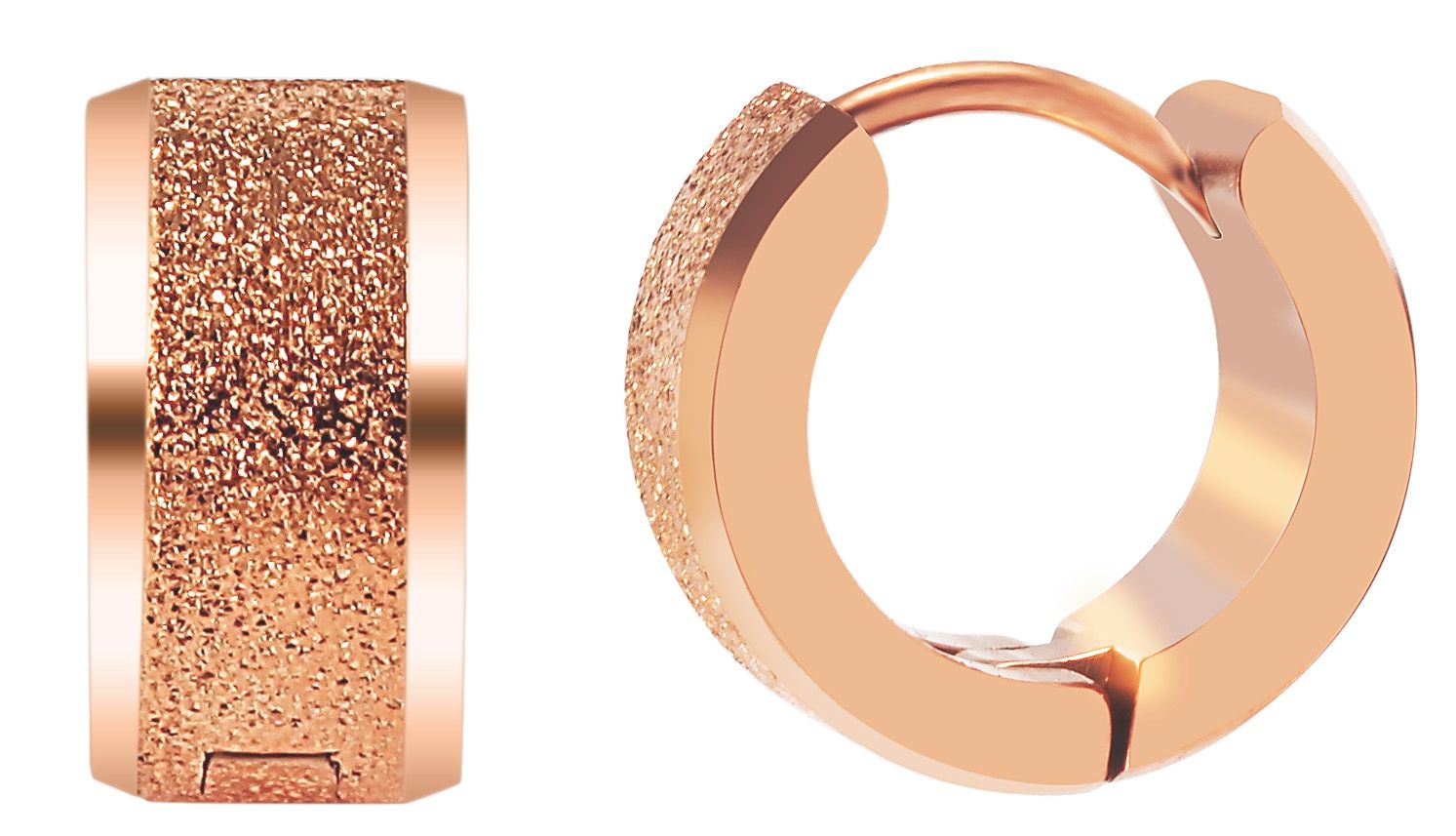 Akzent Edelstahl Klapp-Creolen, Durchmesser 13 mm, sandgestrahlt, roségoldfarben