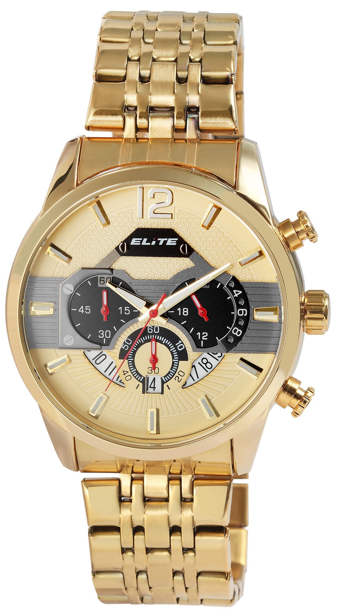 ELITE Herrenchronograph mit Edelstahlarmband, goldfarben