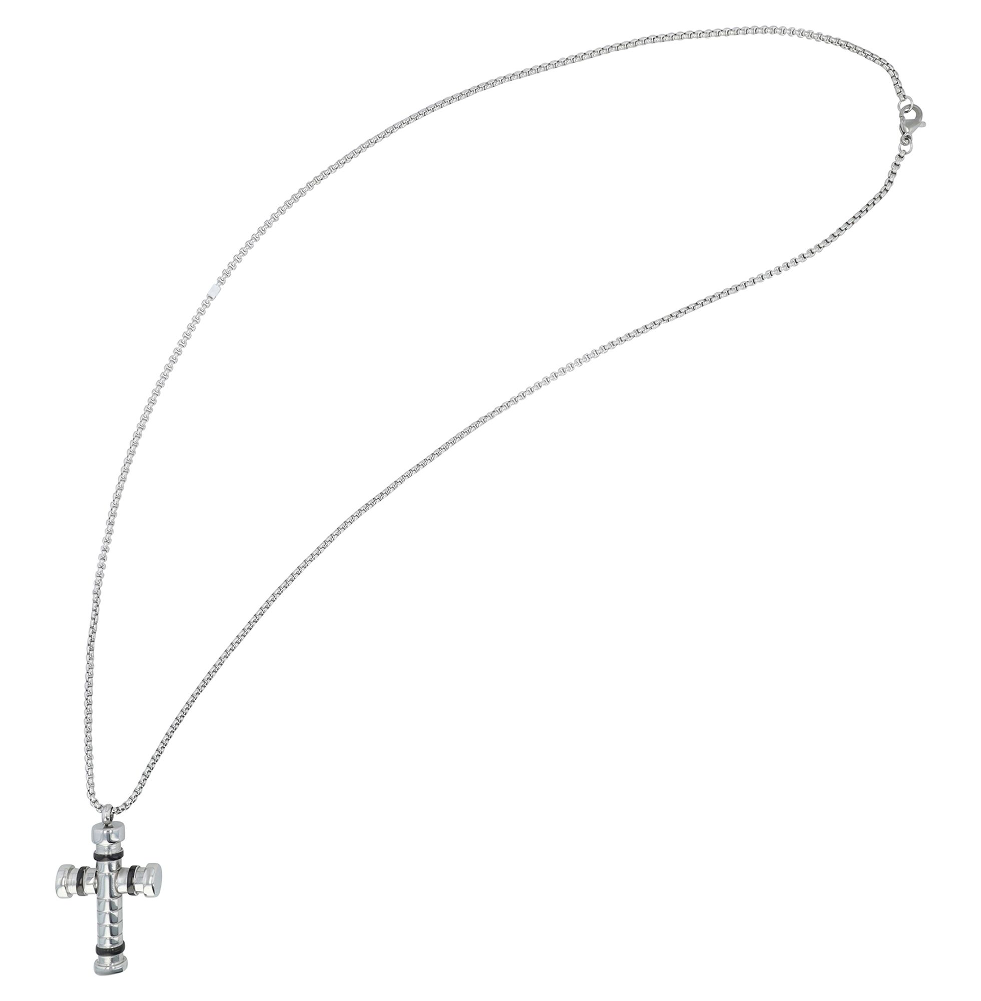 Akzent Kreuzkette "Renzo" aus Edelstahl, 60 cm, bicolor