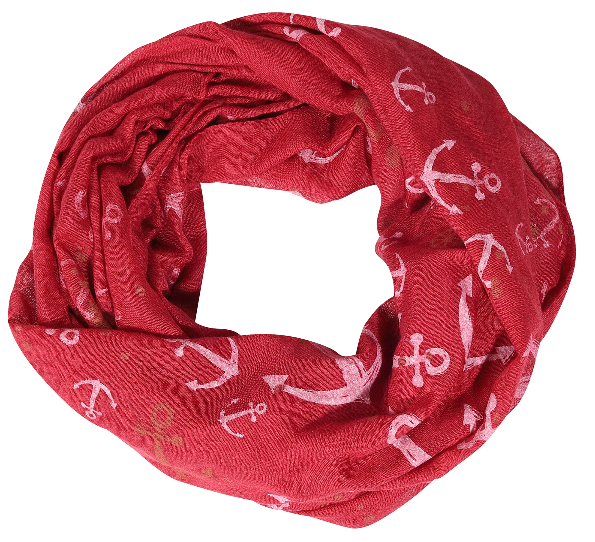Schalpaket/ Loops, 70 x 180 cm, 30% Baumwolle 70% Viskose, VE 4, rot + Anker