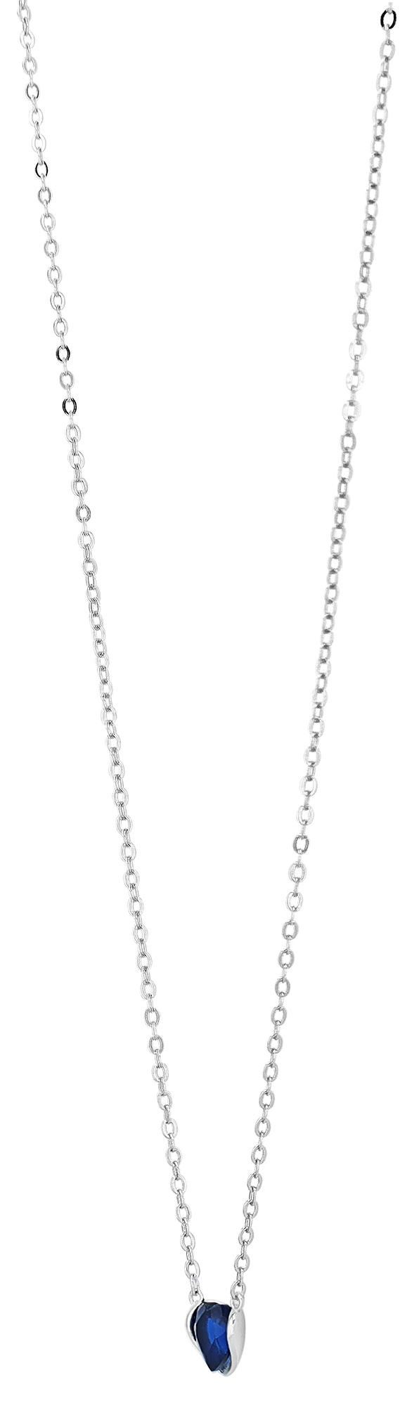 "Heyli" 925/- Echt Silber Kette mit Herzanhänger, Zirkonia blau, rhodiniert