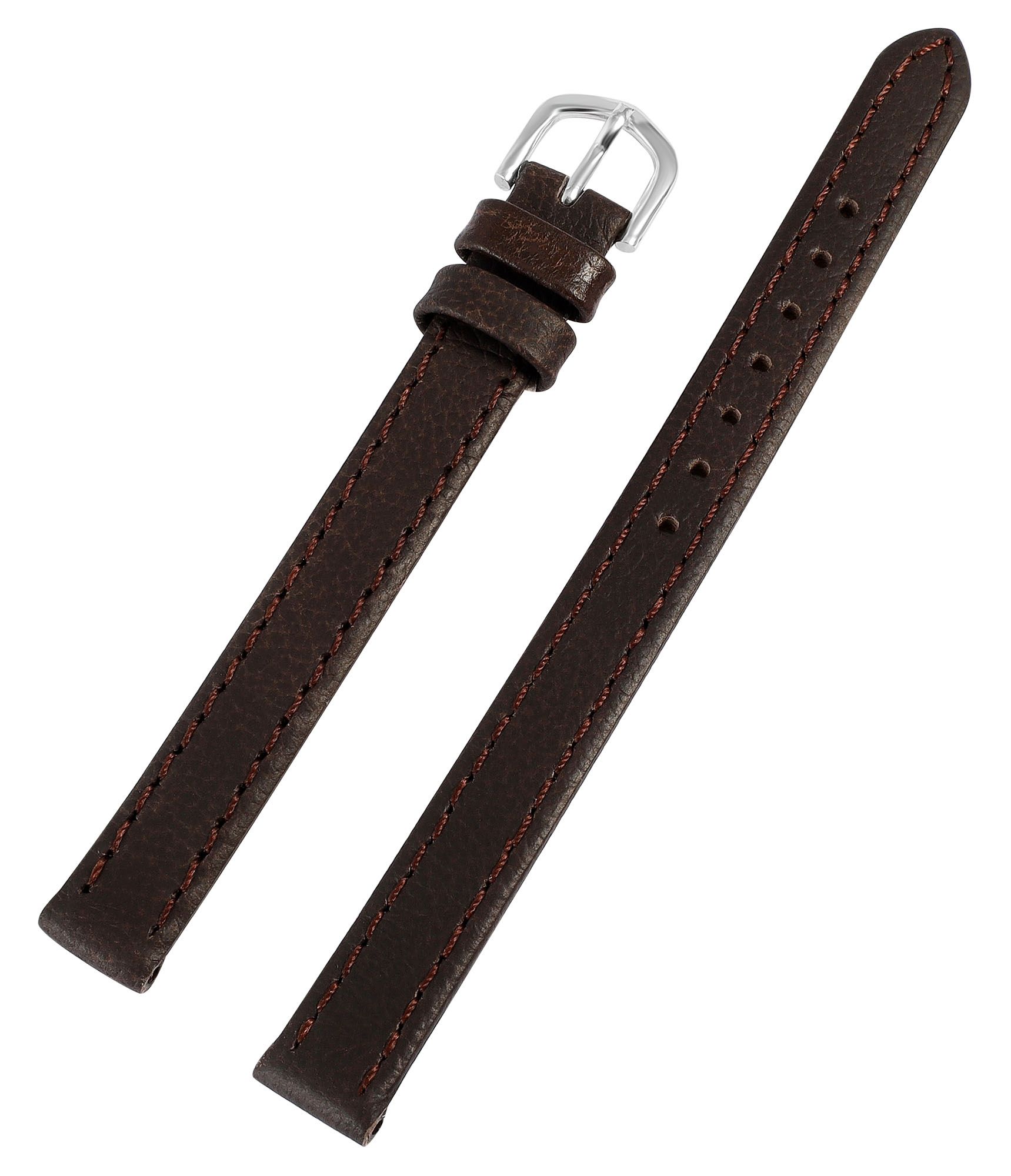 Echtleder-Uhrenarmband "super-soft", dunkelbraun, Naht, 10 mm