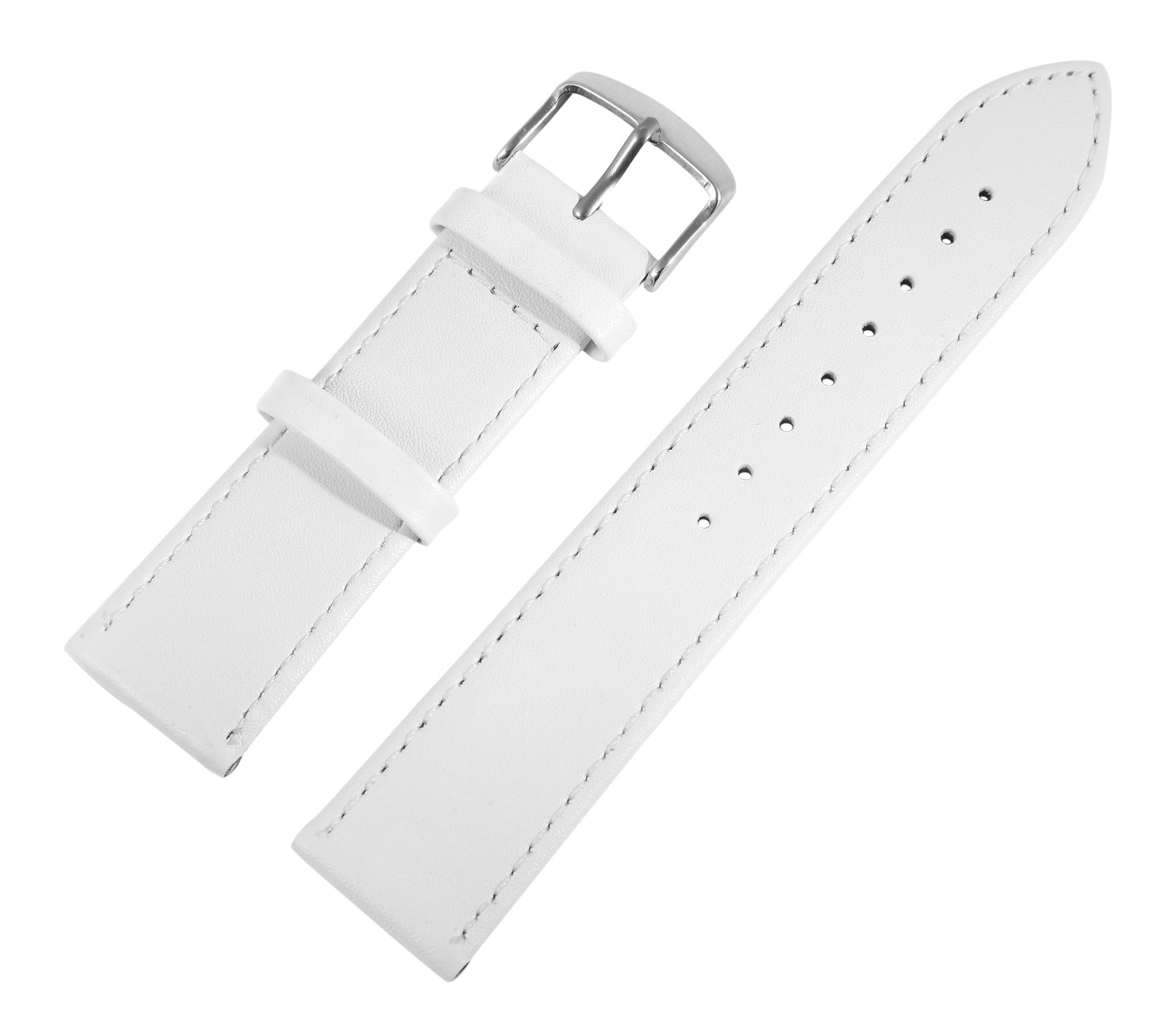 Echtleder-Uhrenarmband, weiß, 20 mm