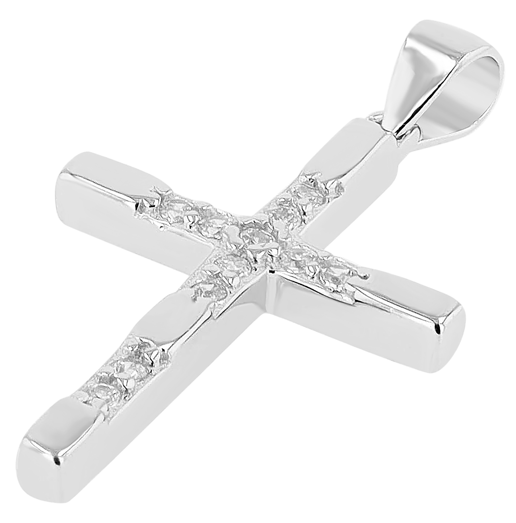 "Yoii", 925/- Echt Silber Anhänger Kreuz mit Zirkonia, silberfarben, rhodiniert