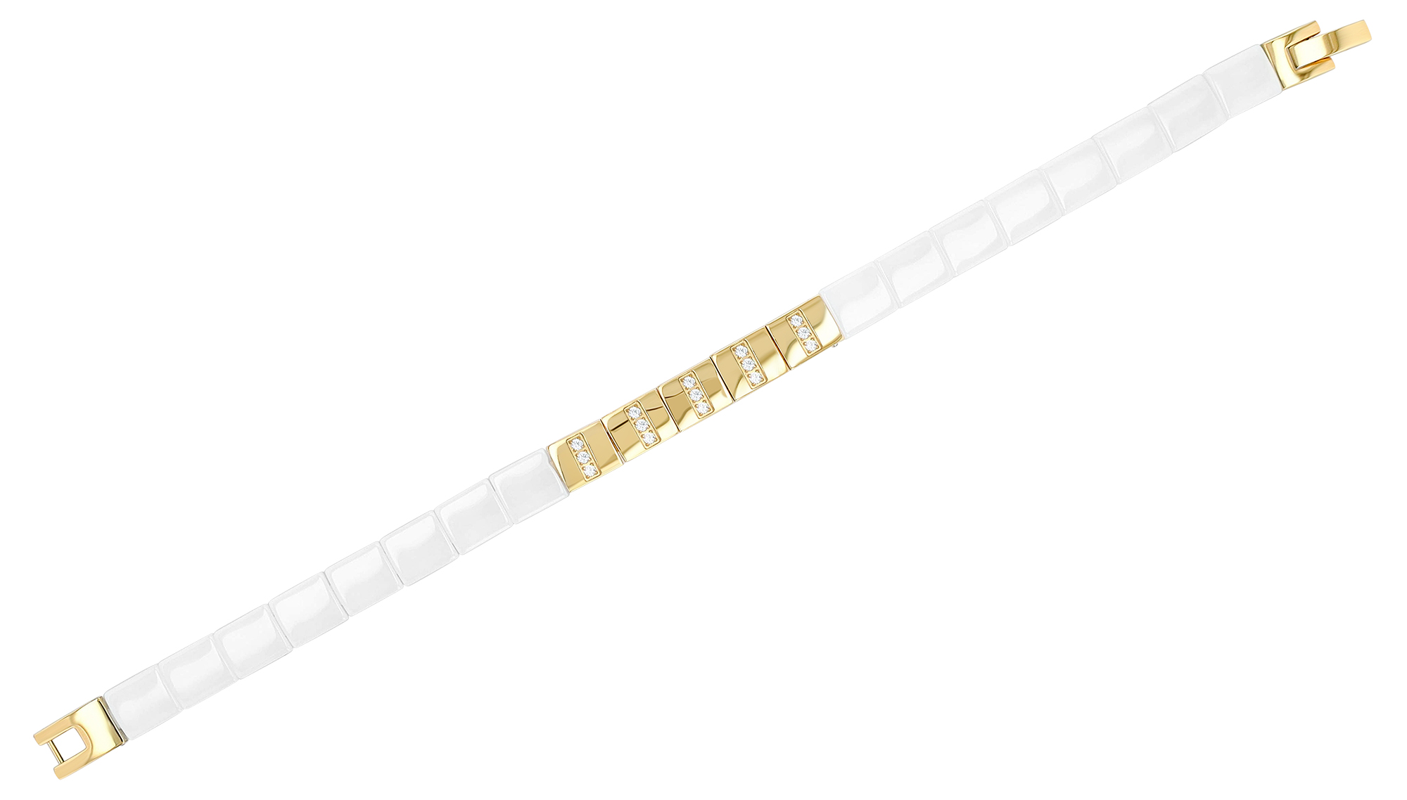 "Arin" Edelstahl-Keramik Armband, 20 cm, weiß/ goldfarben