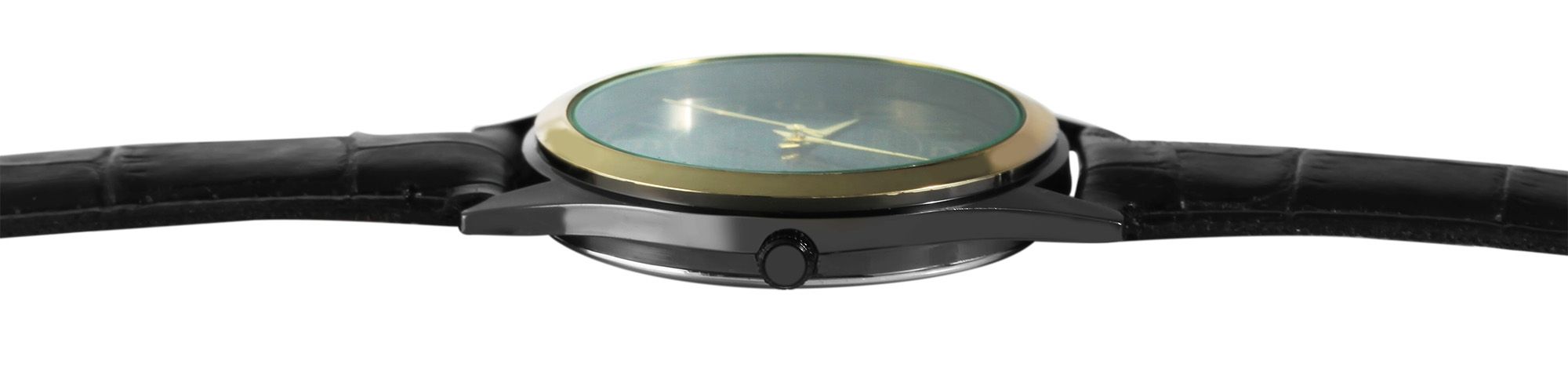 Excellanc Uhr für Herren mit Lederimitationsband, schwarz/goldfarben