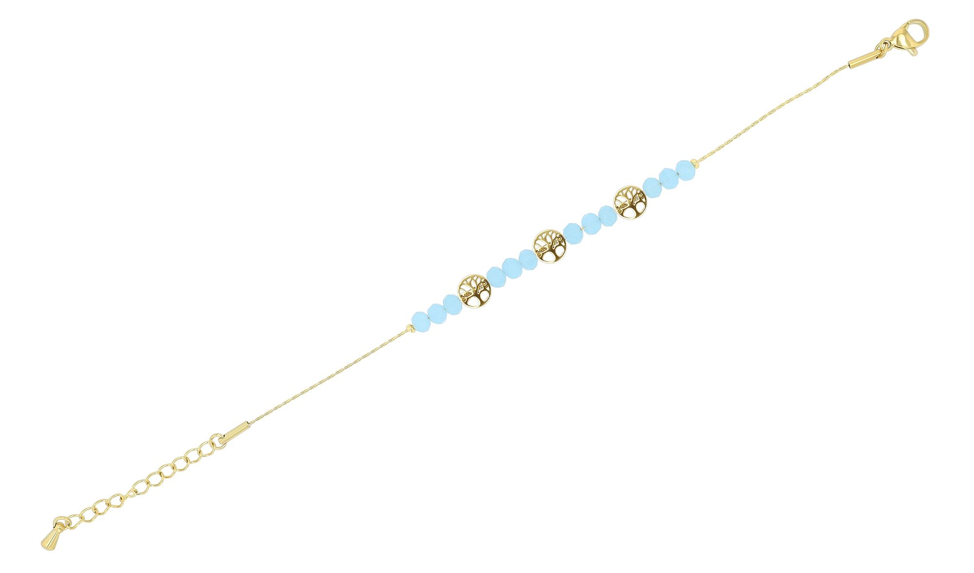 Akzent Armband mit Lebensbaumelementen, Edelstahl, ionenplattiert, goldfarben