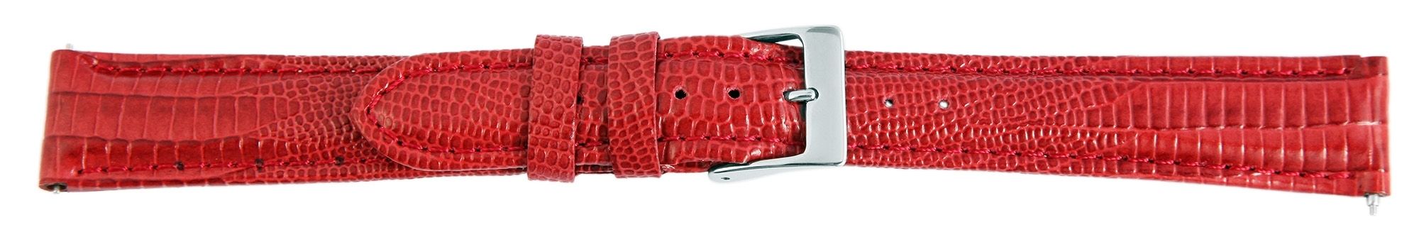 Echtleder-Uhrenarmband, rot, Schlangenoptik, 16 mm