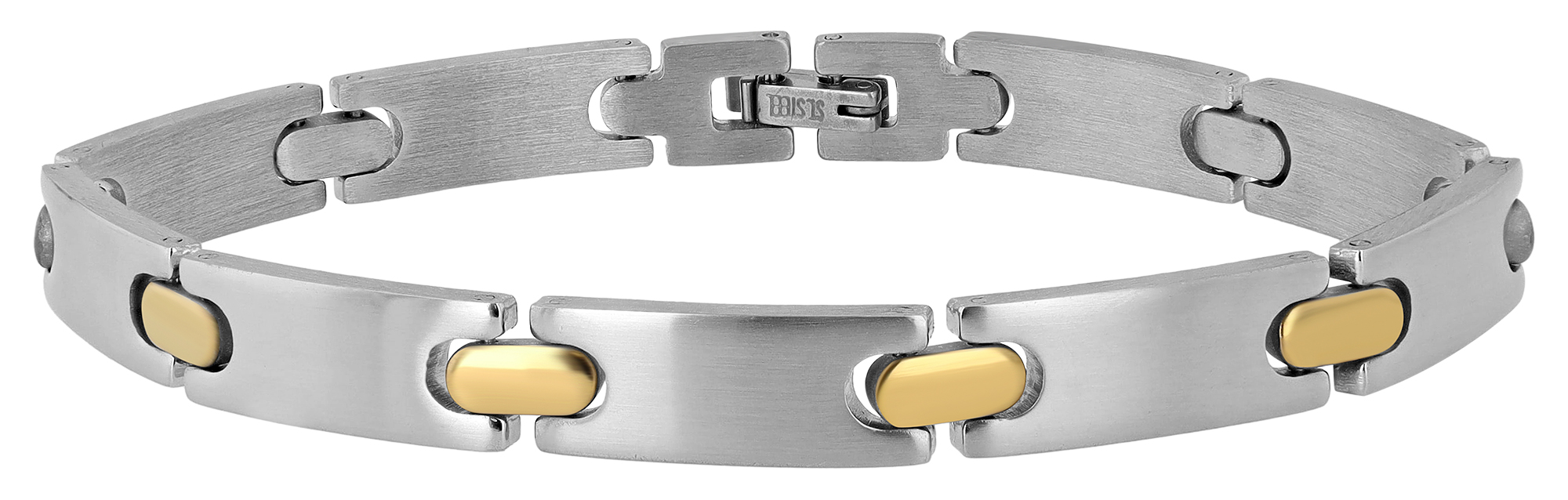 "Andeo", Akzent Gliederarmband, Edelstahl, mattiert/poliert, gravierbar, bicolor, 21 cm