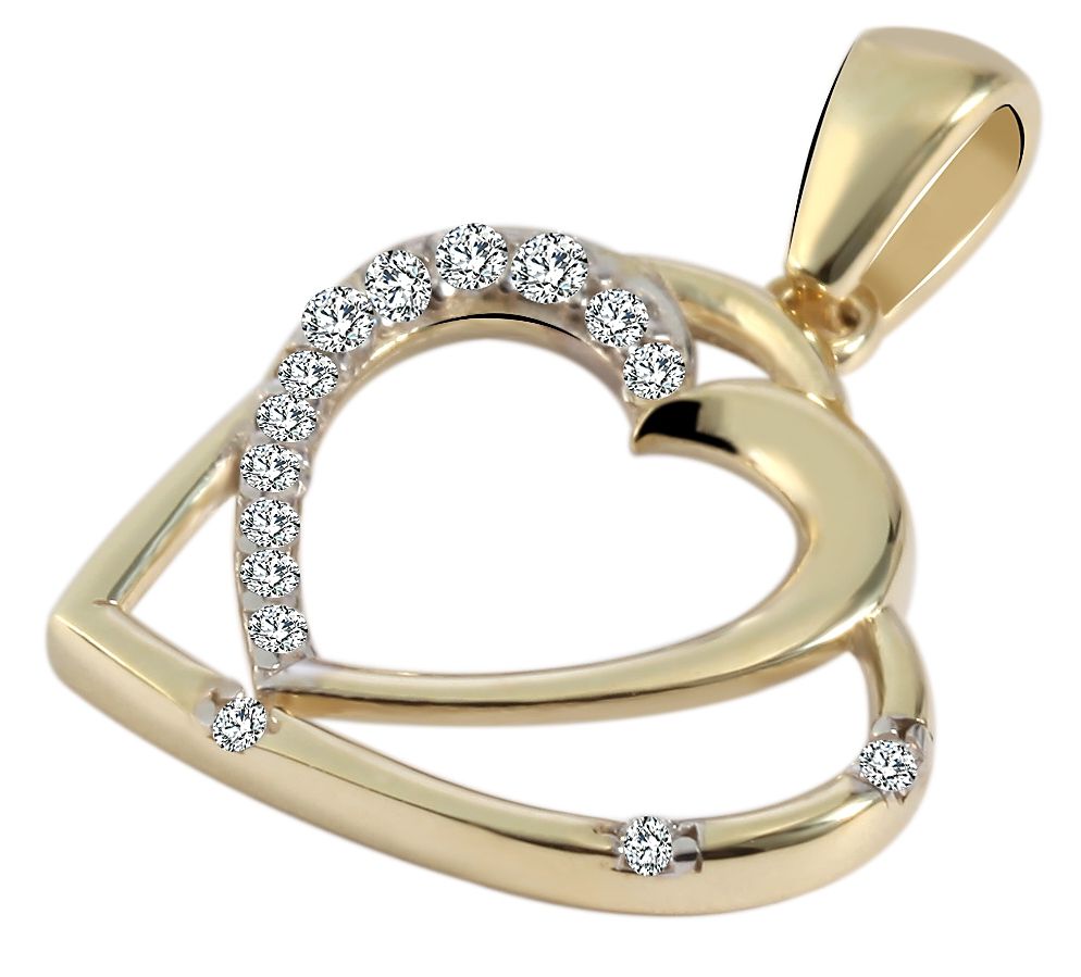 333/- Gold Anhänger "Emilie" ohne Kette, Herz, Zirkoniabesatz, Gelbgold, 8 Karat