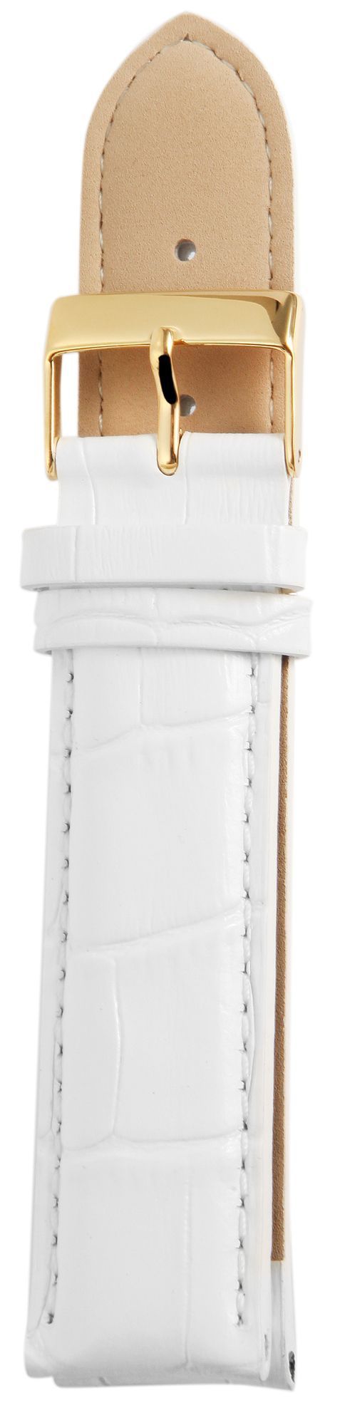 Carucci Echtleder-Uhrenarmband, weiß, 20 mm