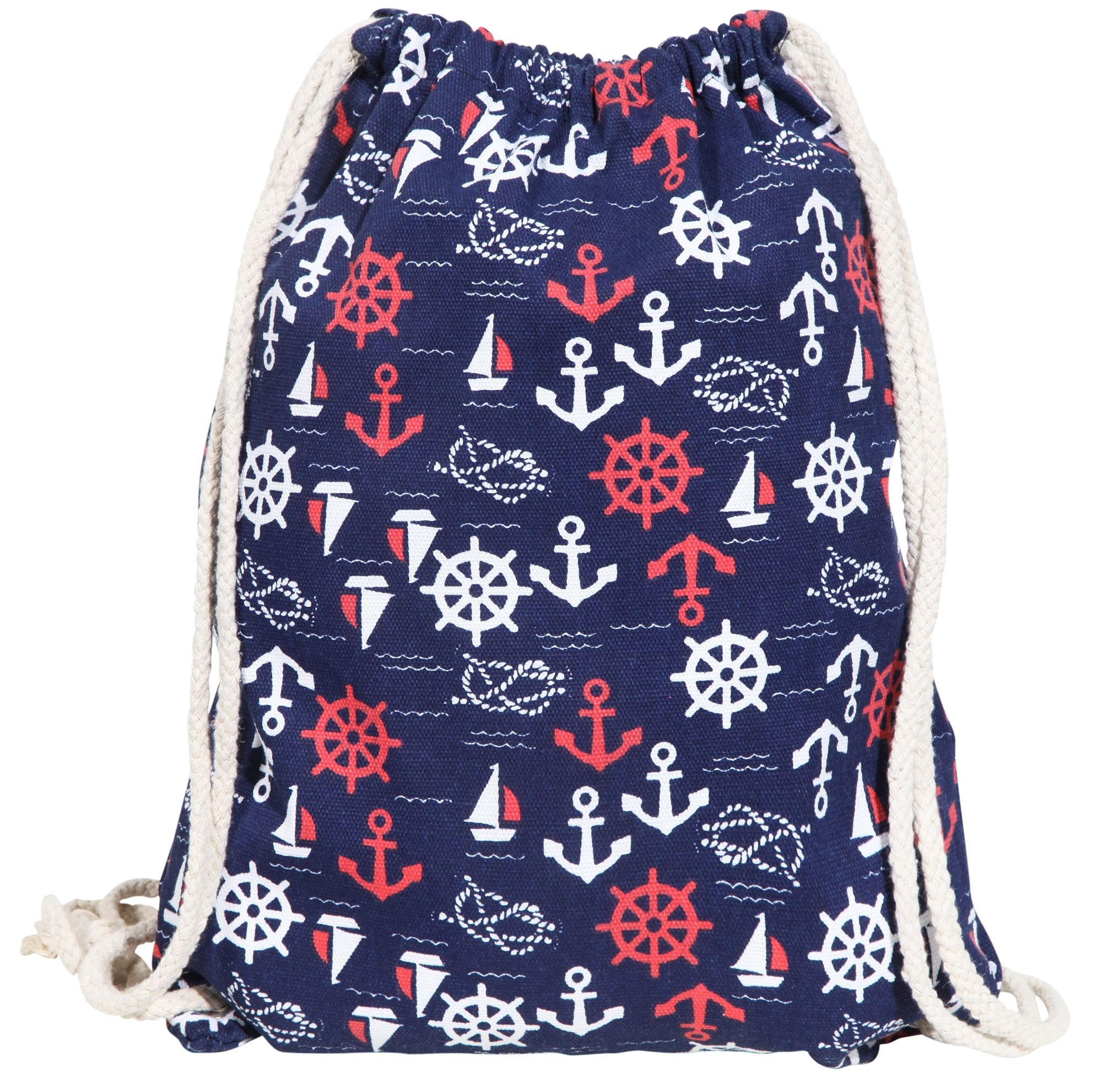 Maritimer Trend Turnbeutel aus Textil in Dunkelblau